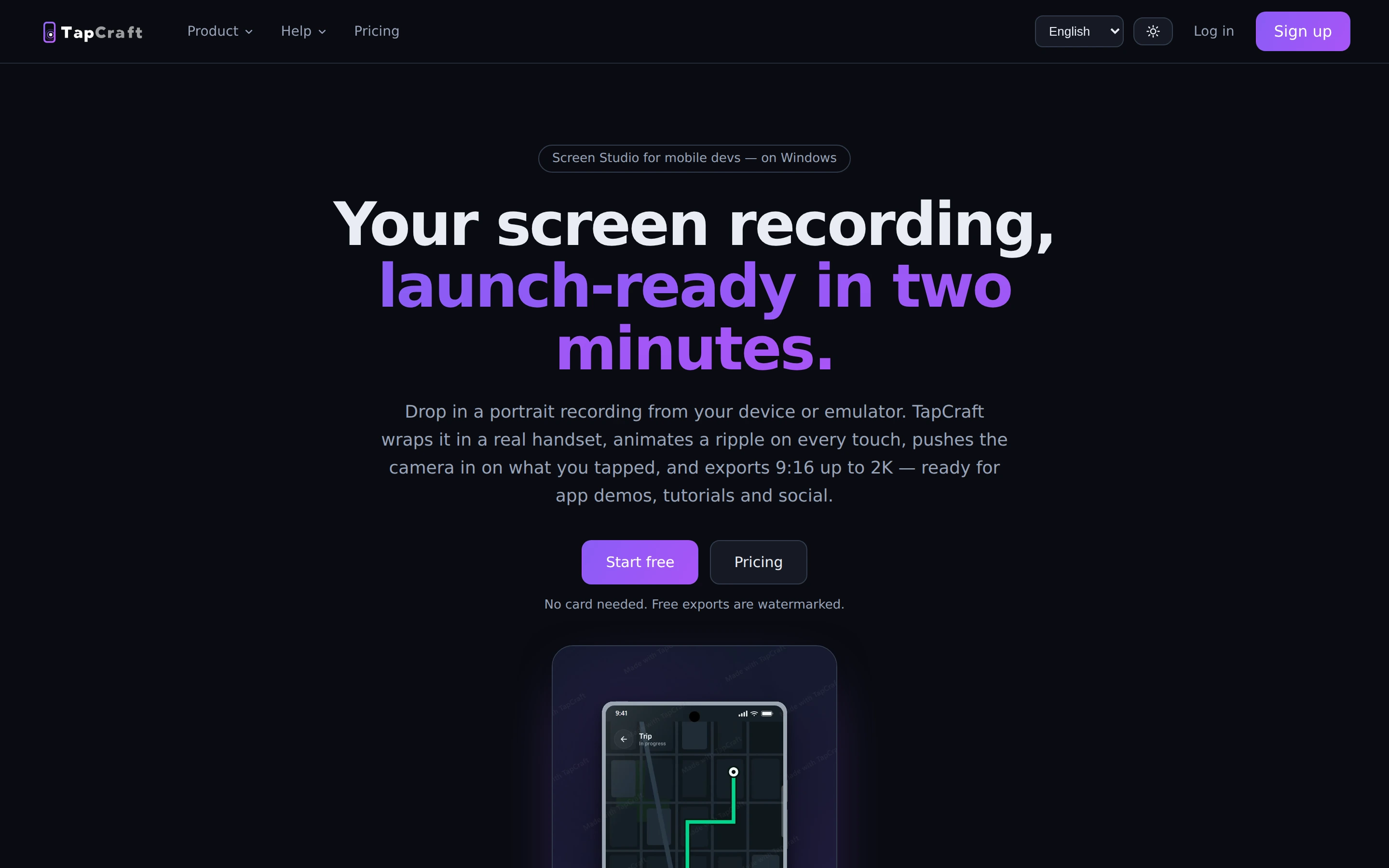 TapCraft — captured interface