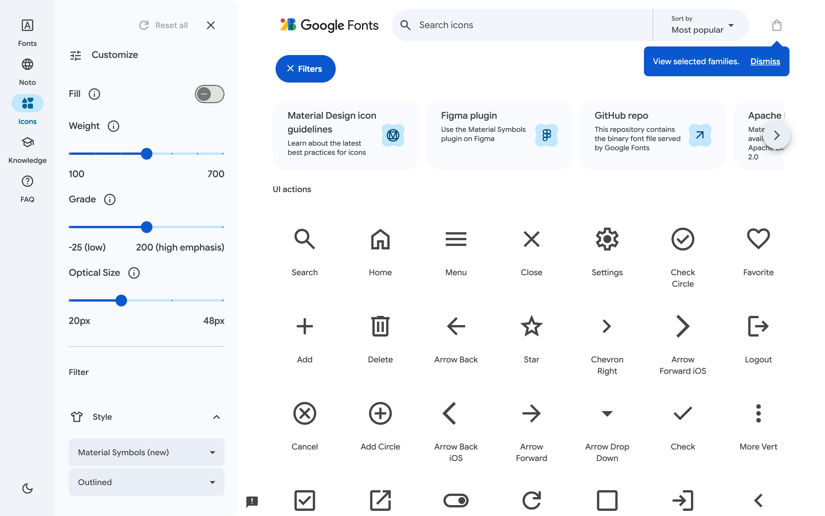Material Symbols — captured interface