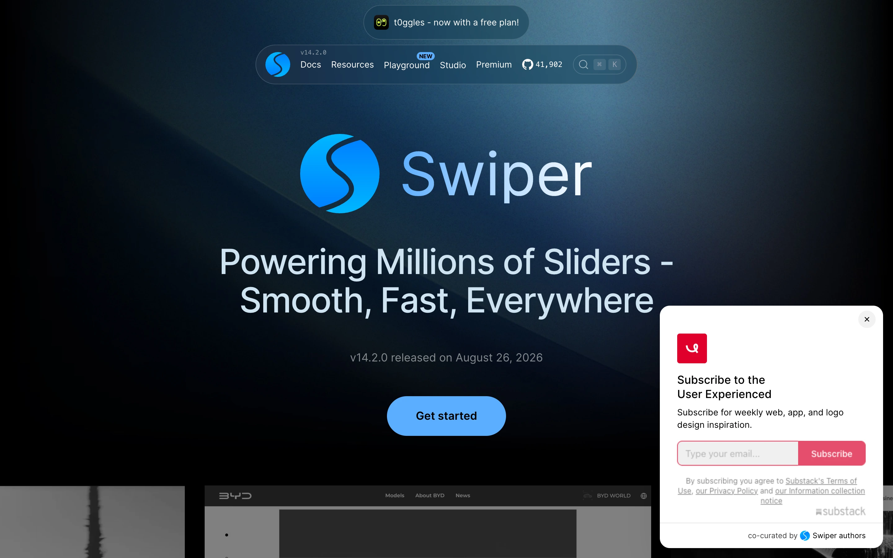 Swiper — captured interface