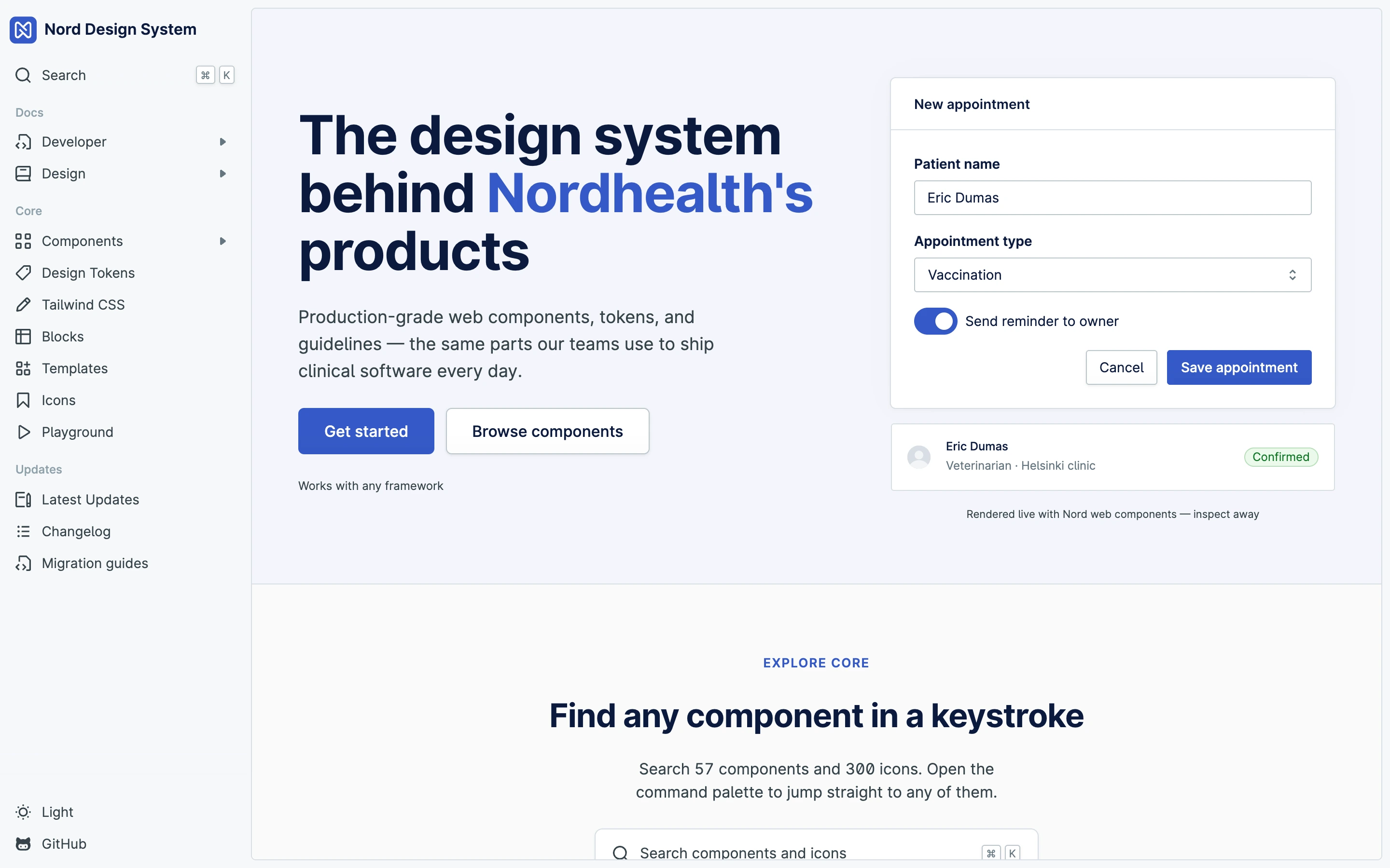 Nord Design System — captured interface