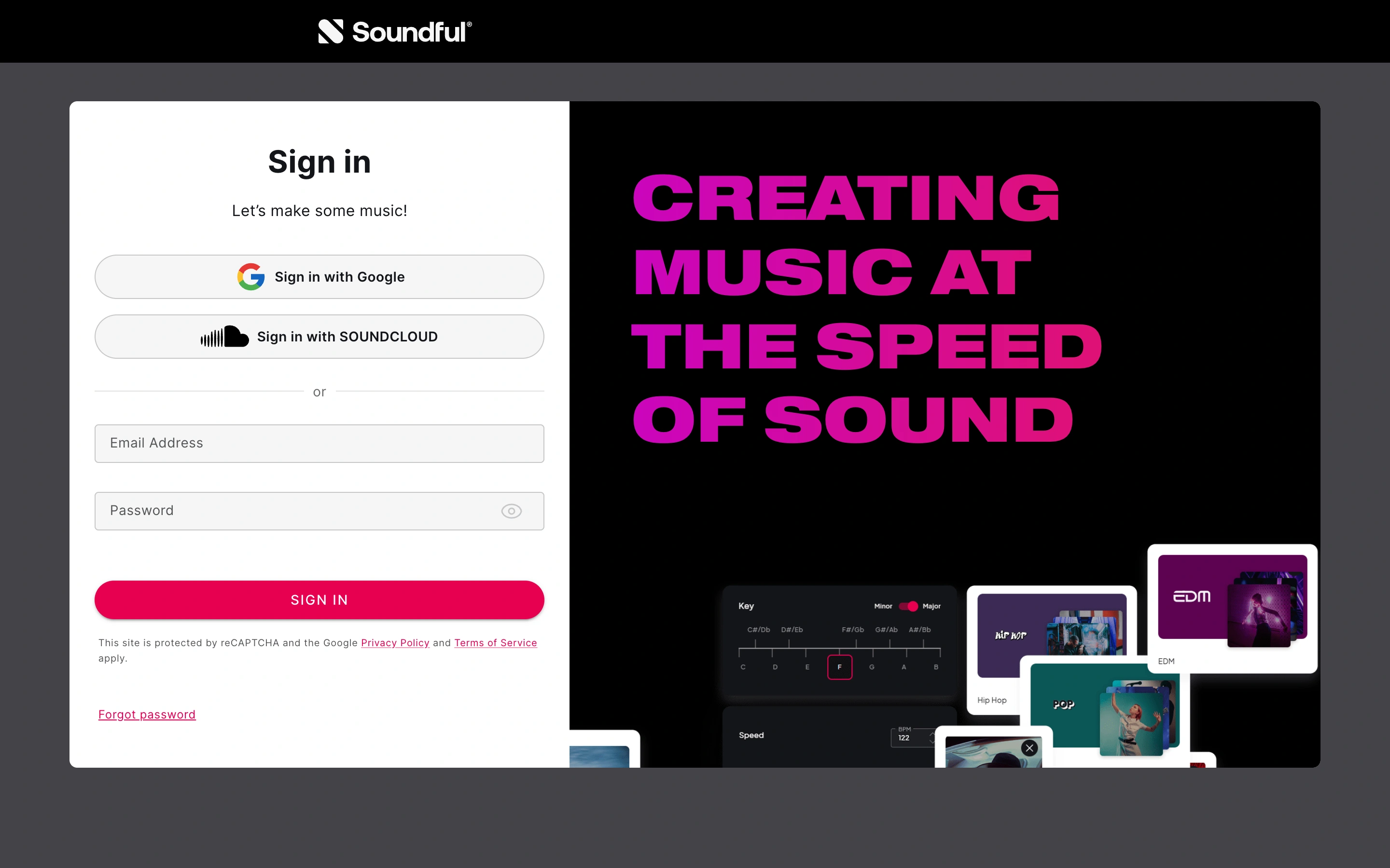 Soundful — Account entry — captured interface