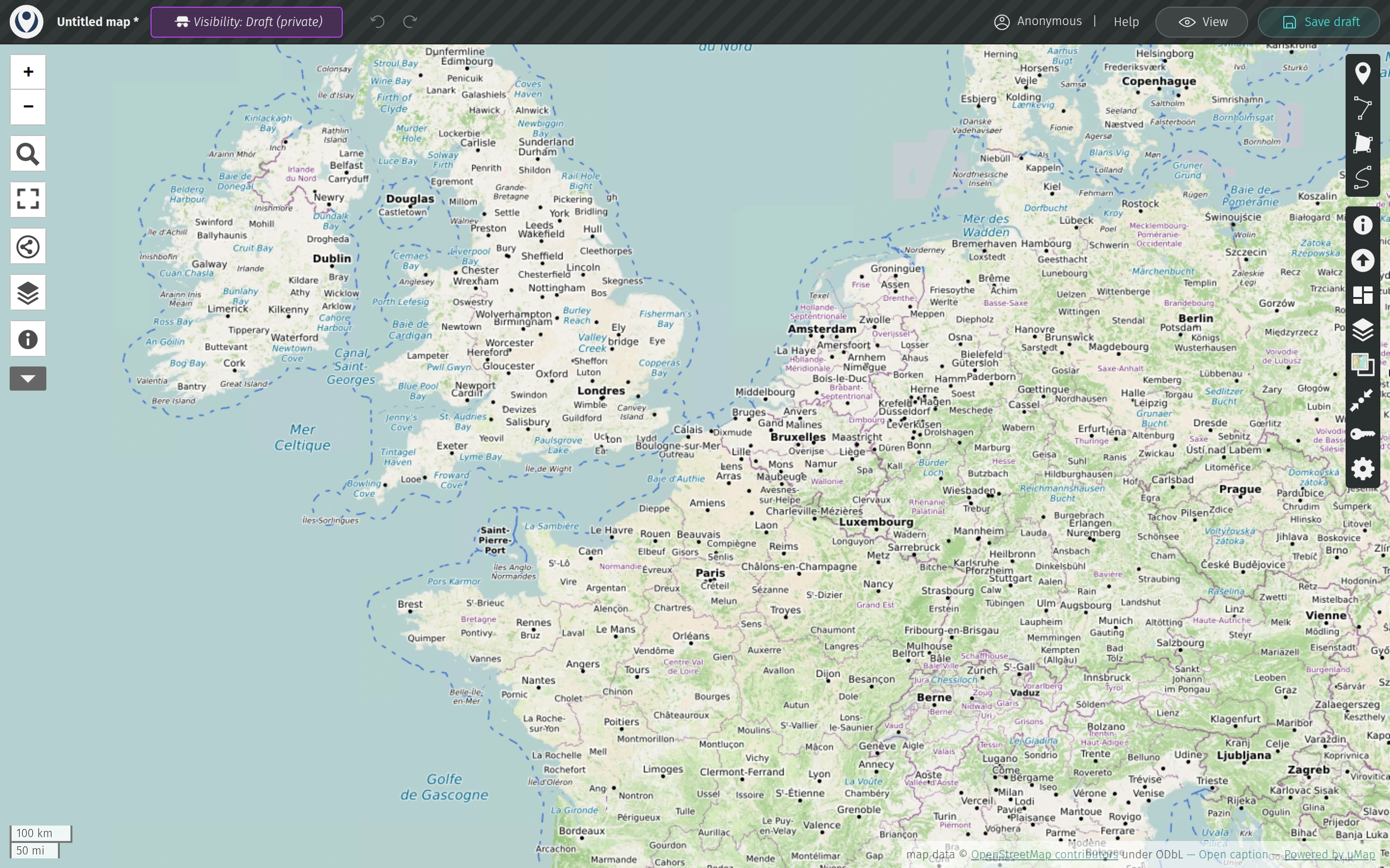 uMap — Map creation — captured interface