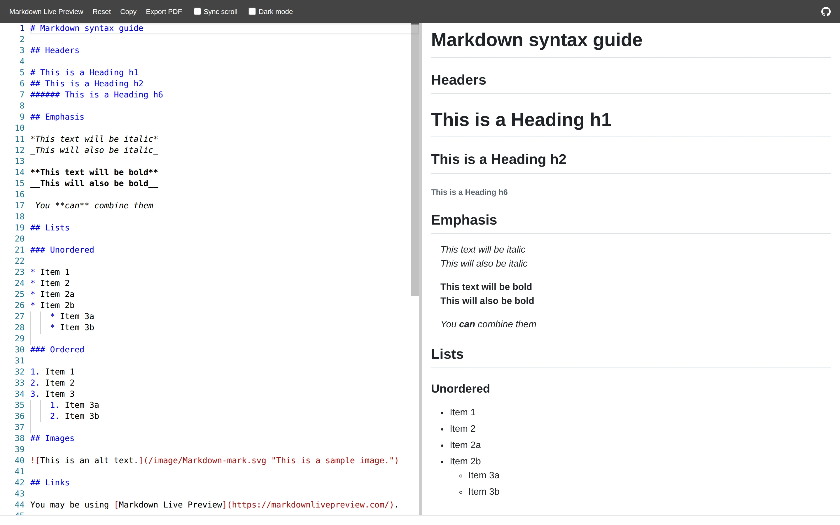 Markdown Live Preview — Editor — captured interface