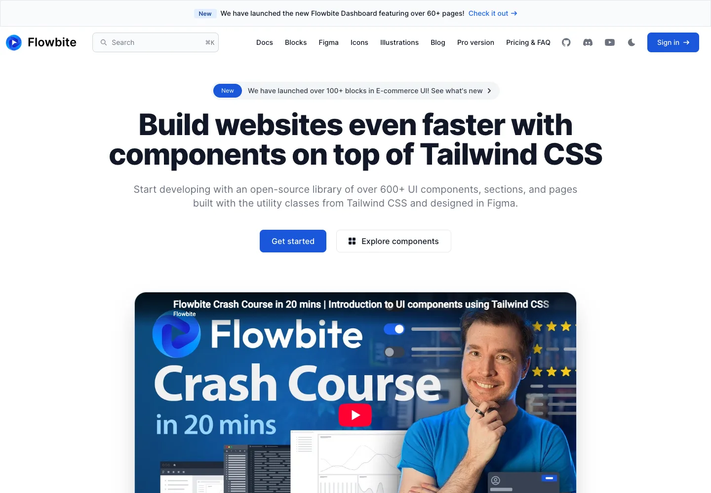 Flowbite — captured interface