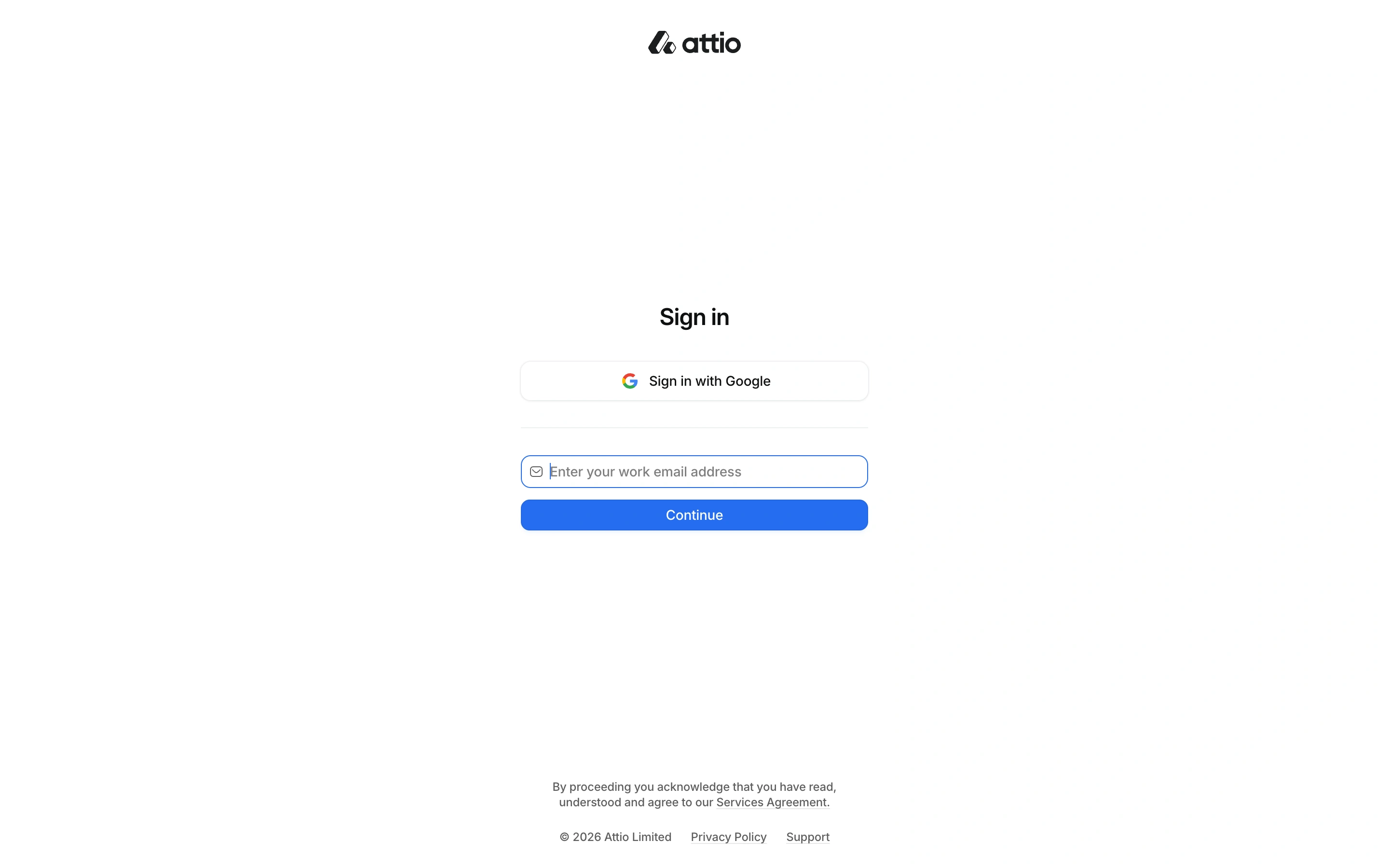 Attio — Sign in — captured interface