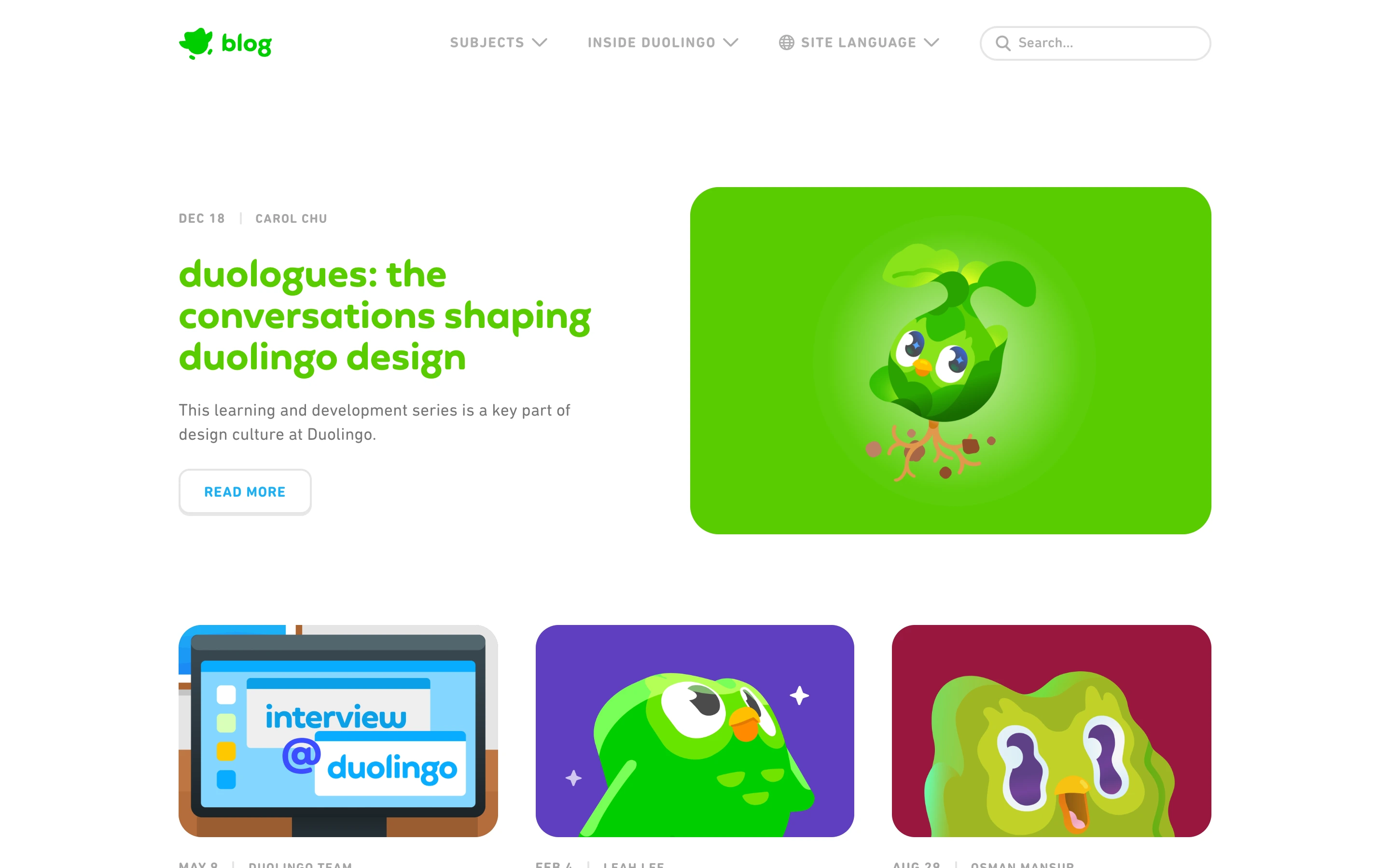Duolingo — Design blog — captured interface