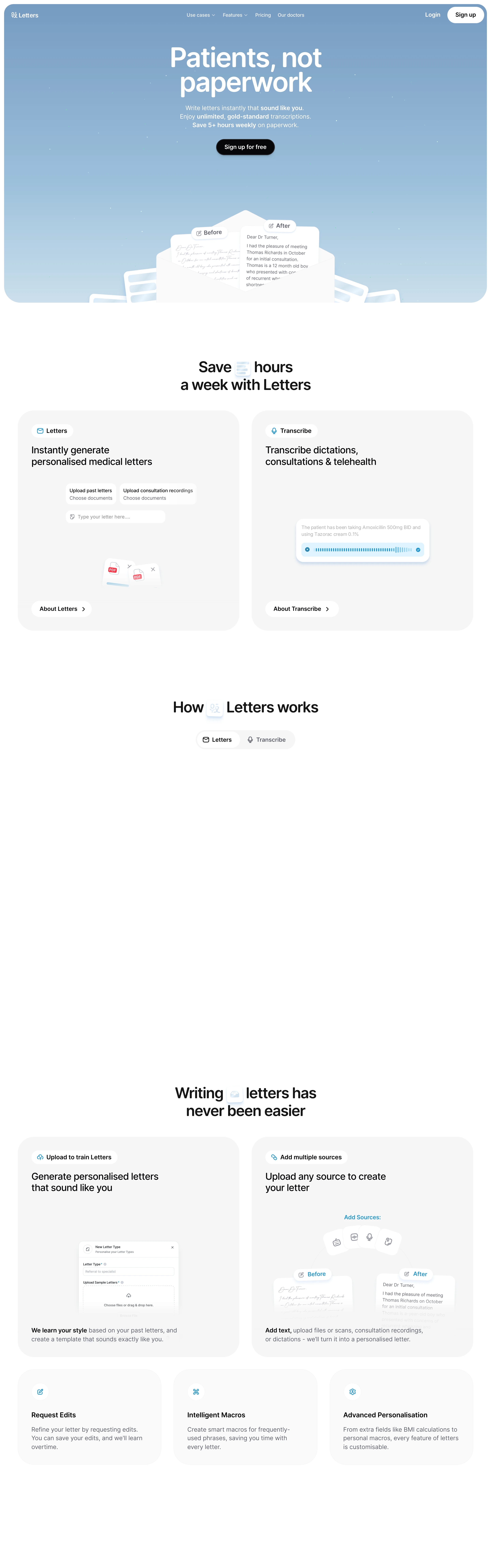 Letters — Sky-Gradient Clinical AI — captured interface