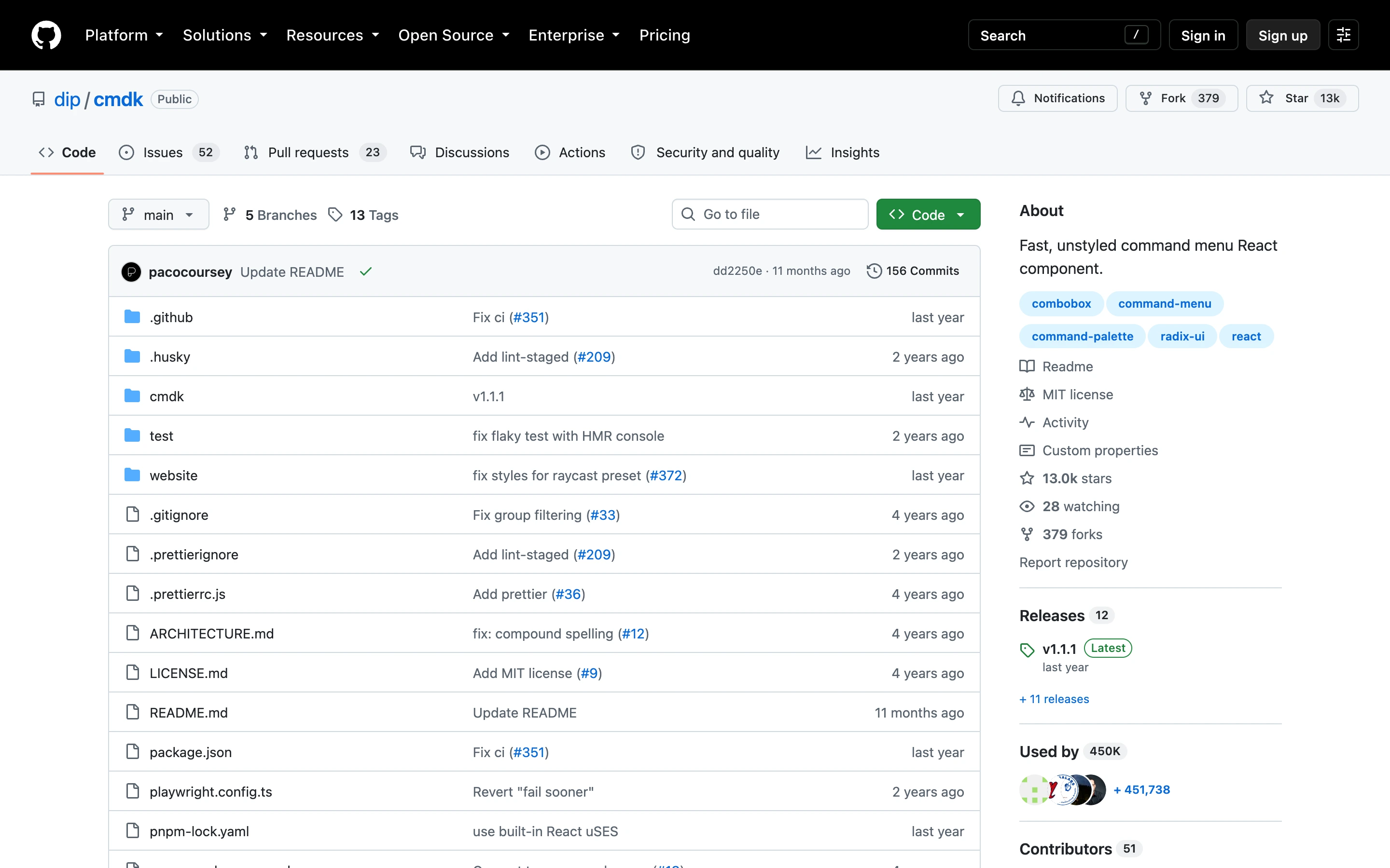 cmdk — captured interface