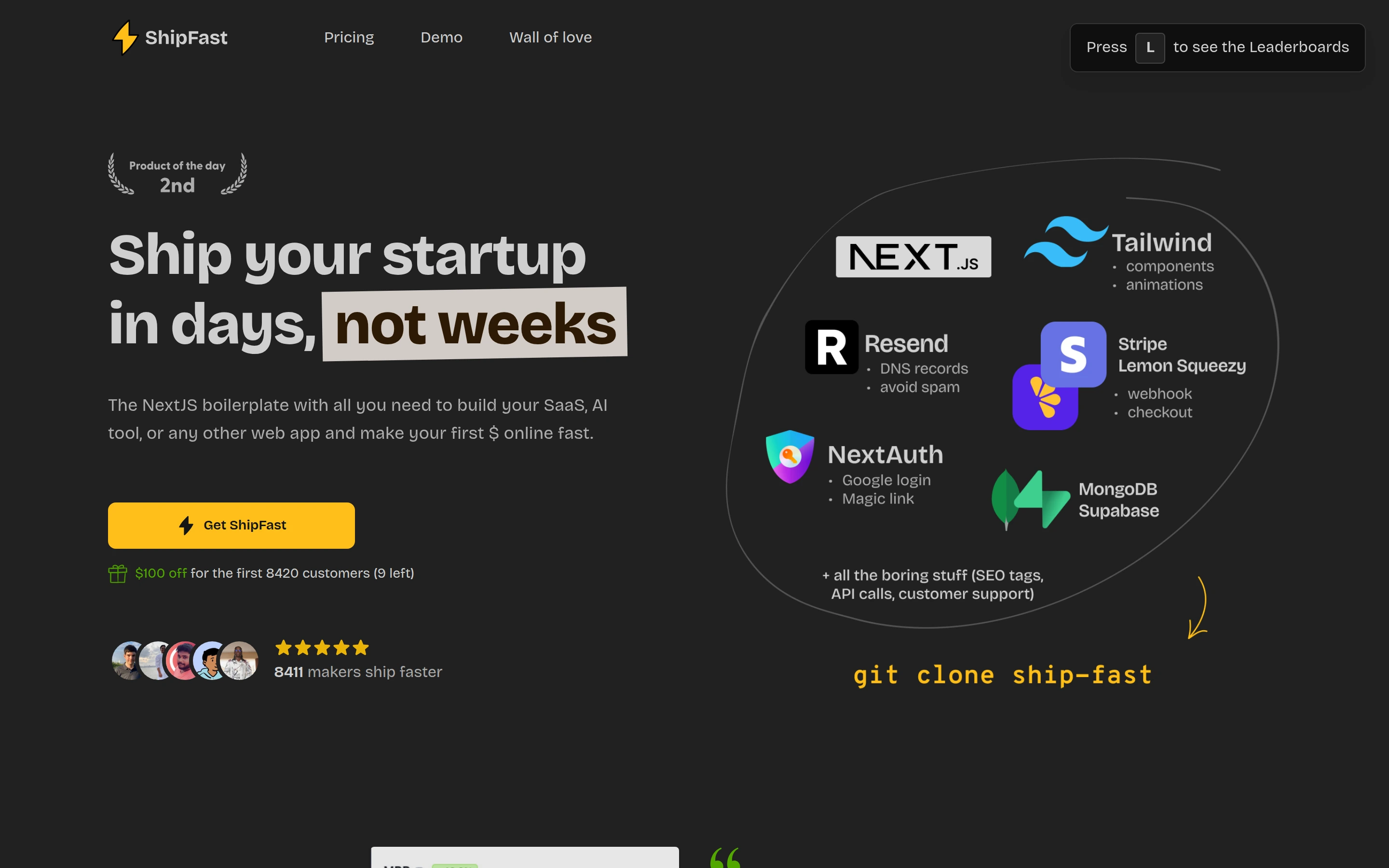 ShipFast — captured interface