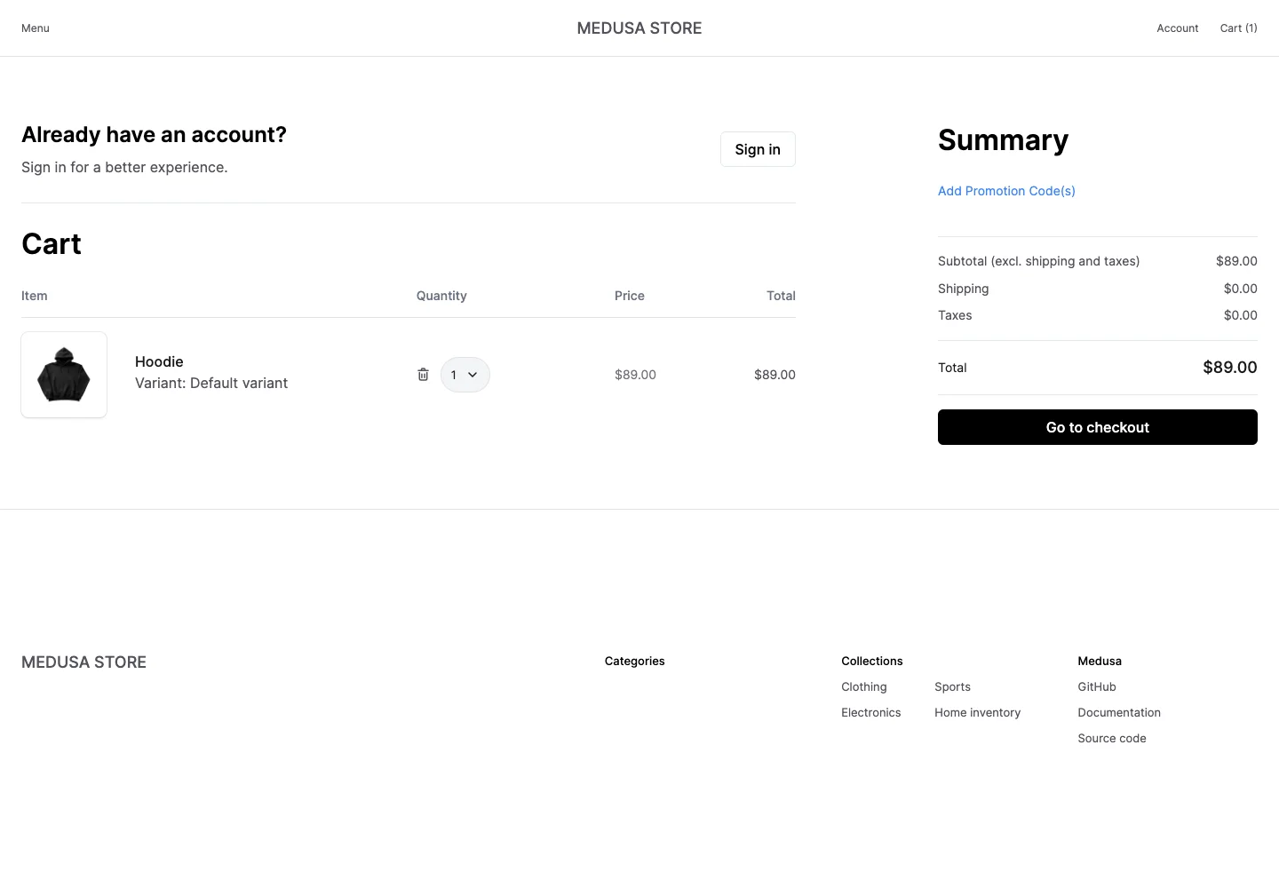 Medusa — Cart review — captured interface