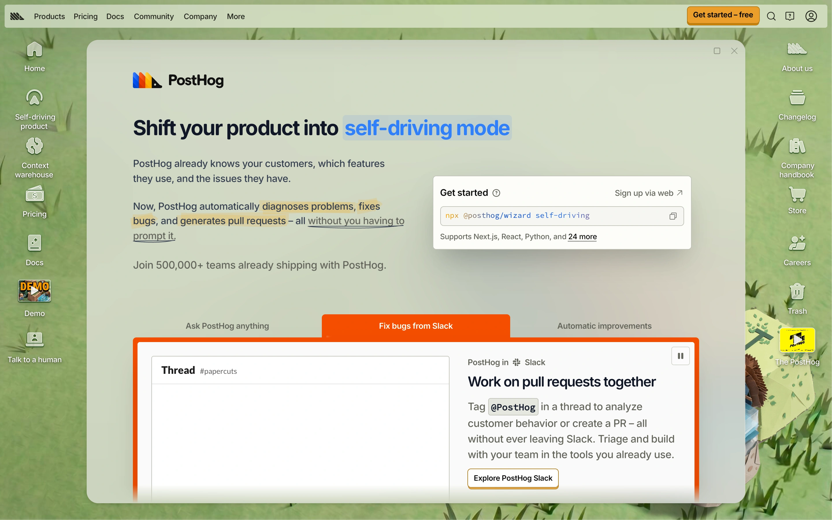 PostHog — captured interface