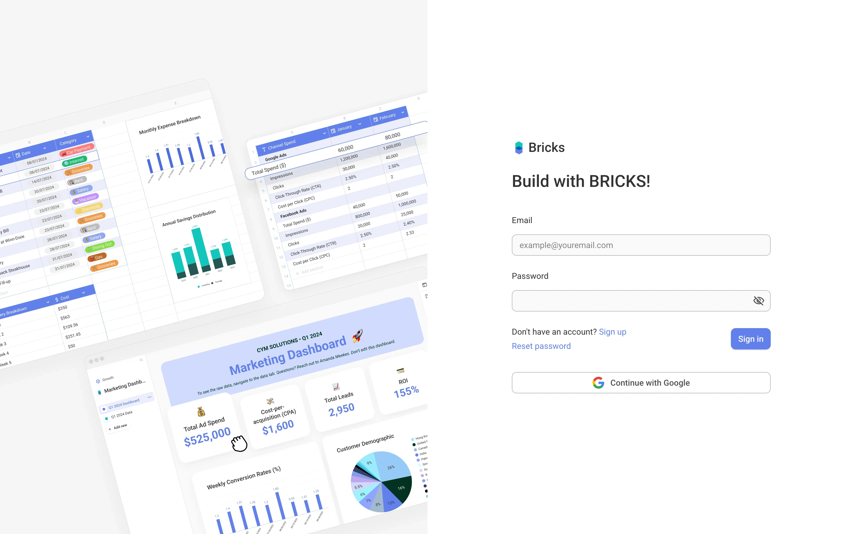 Bricks — Account entry — captured interface