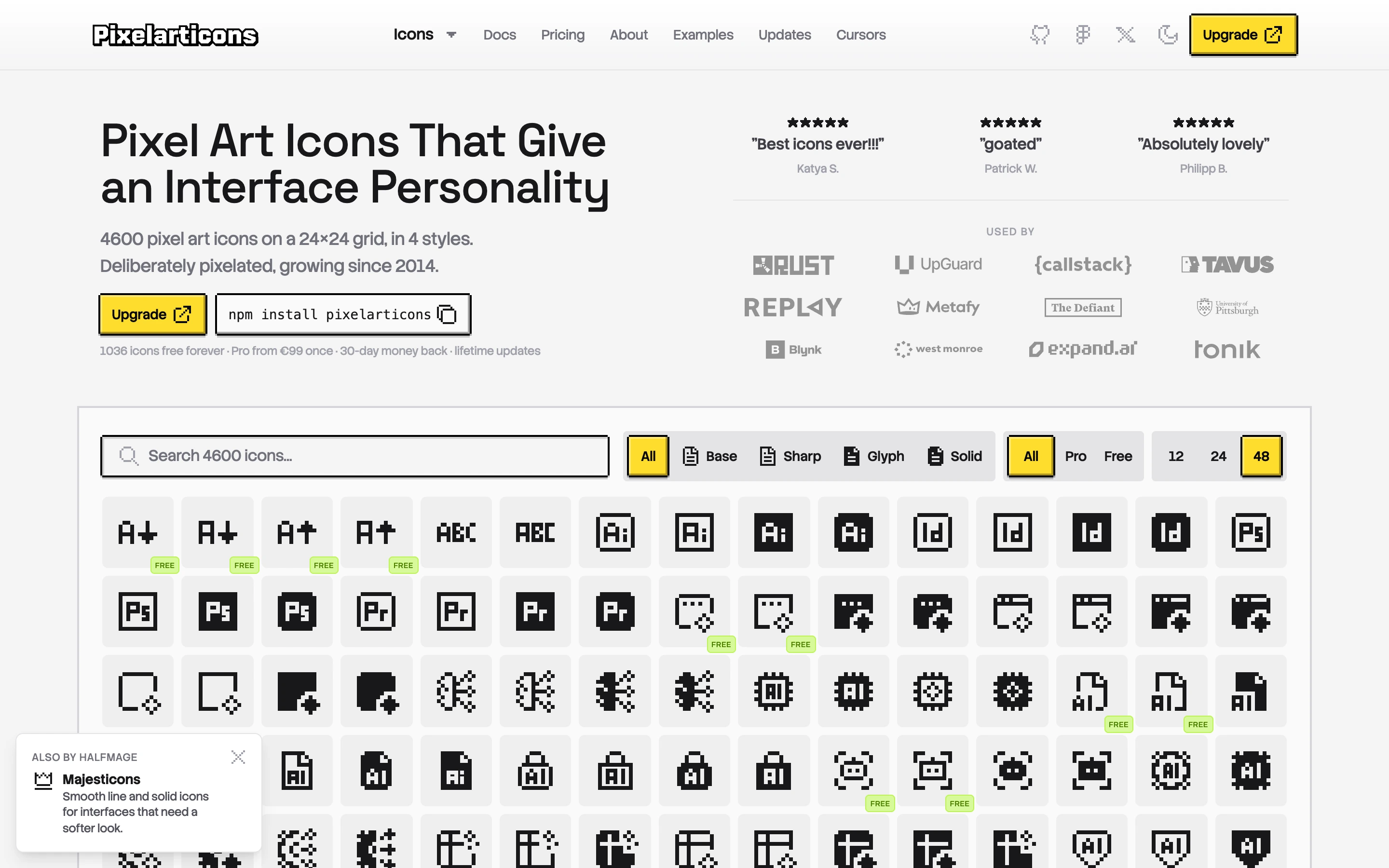 Pixelarticons — captured interface