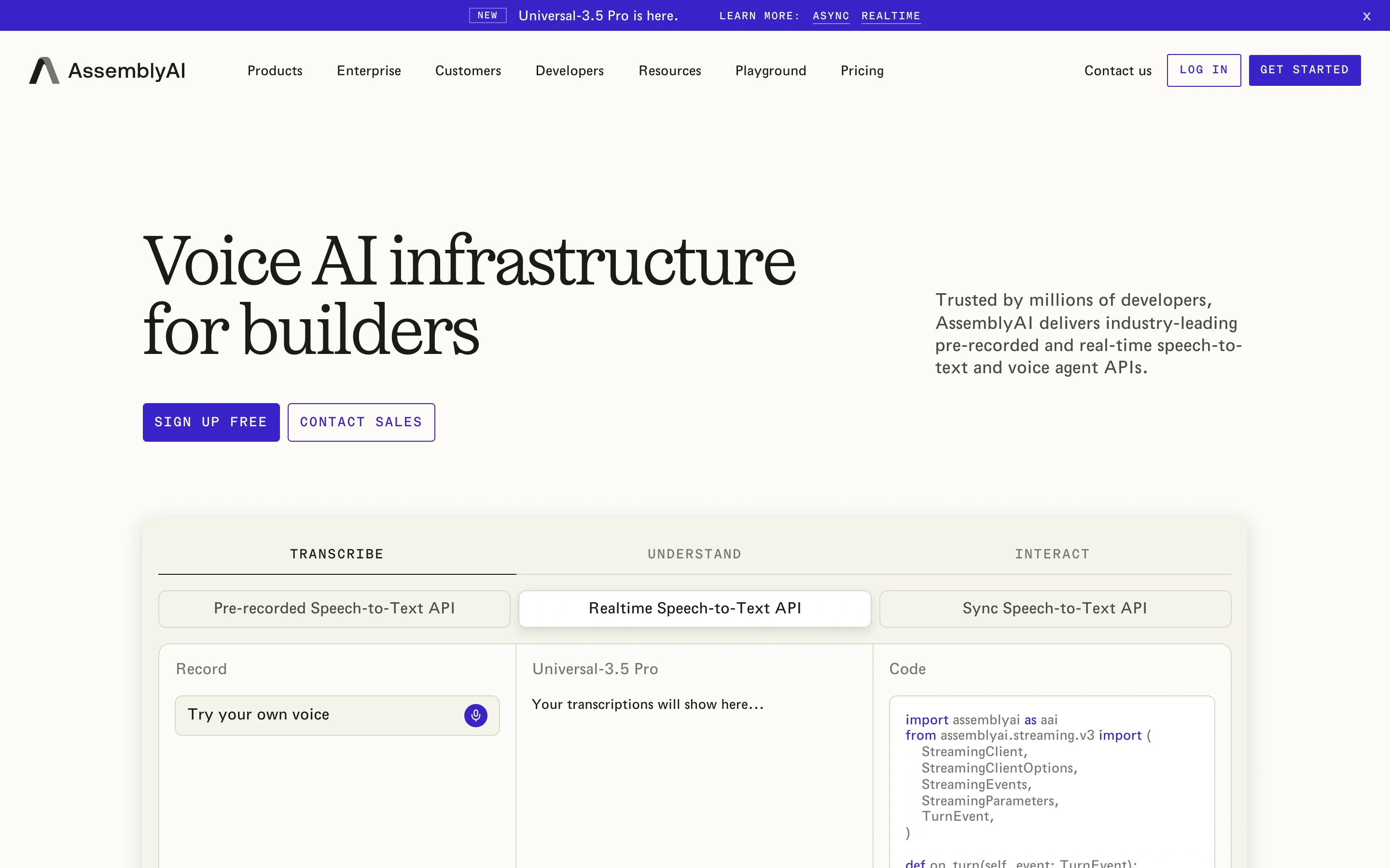 AssemblyAI — captured interface