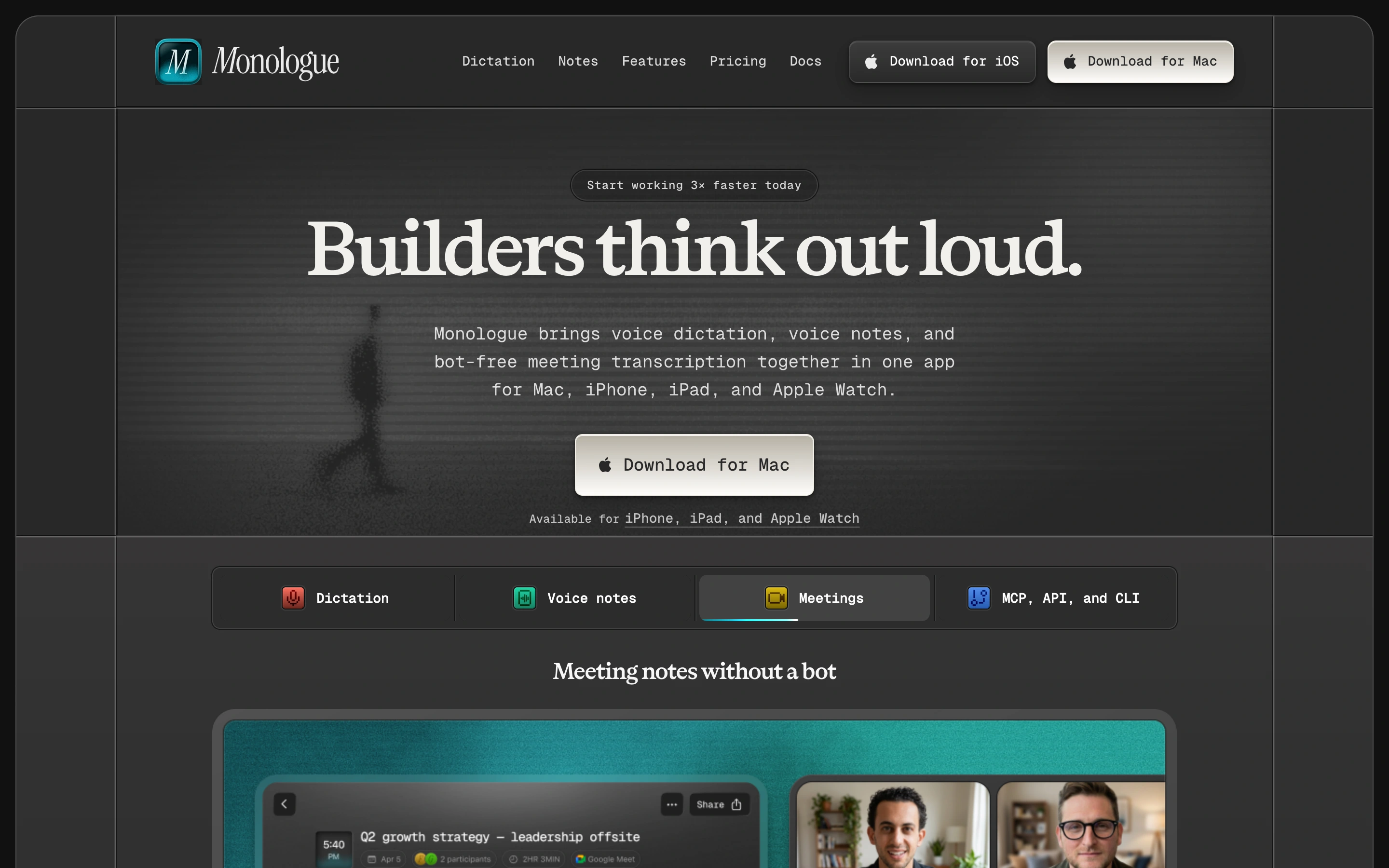 Monologue — captured interface
