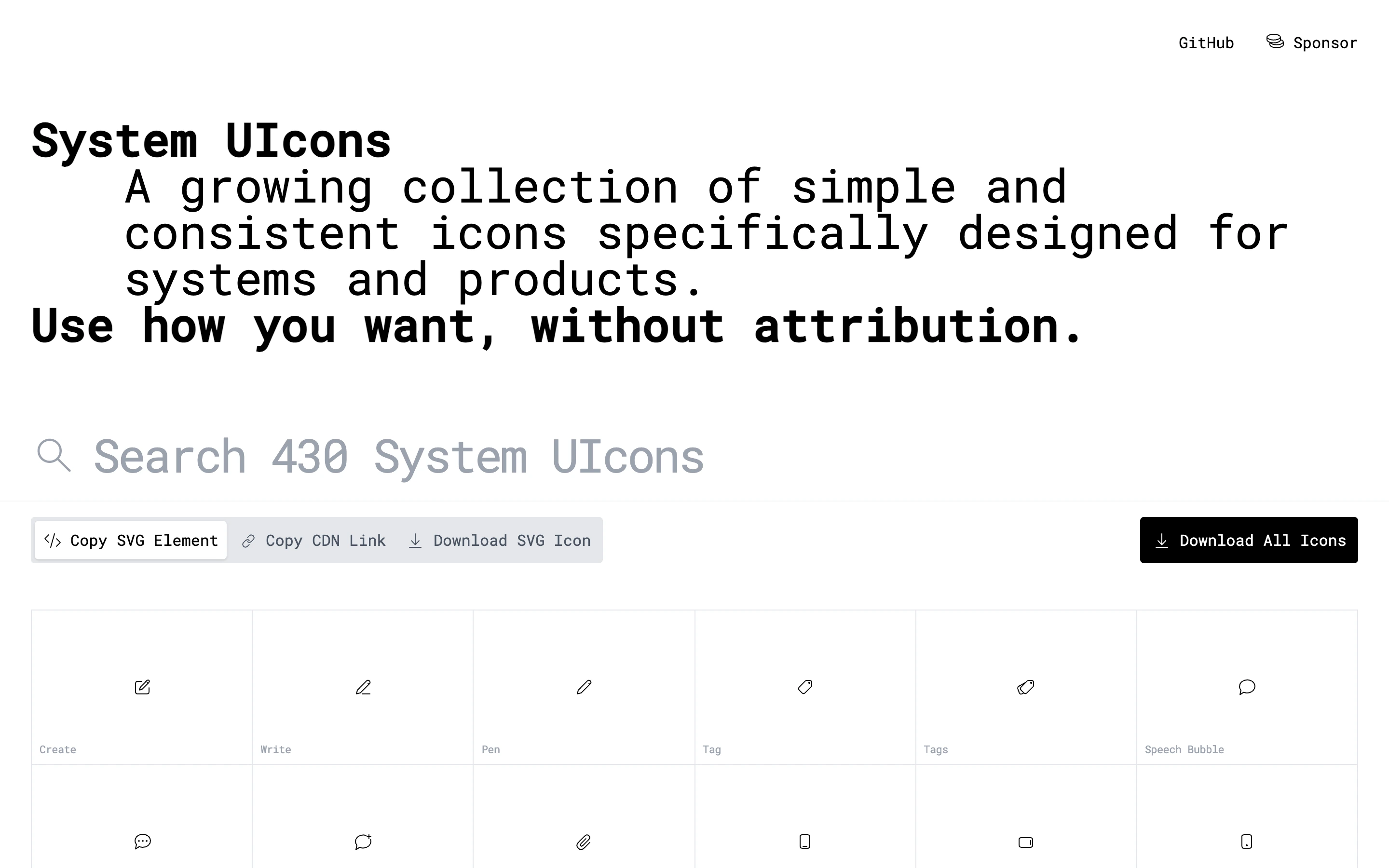 System UIcons — captured interface