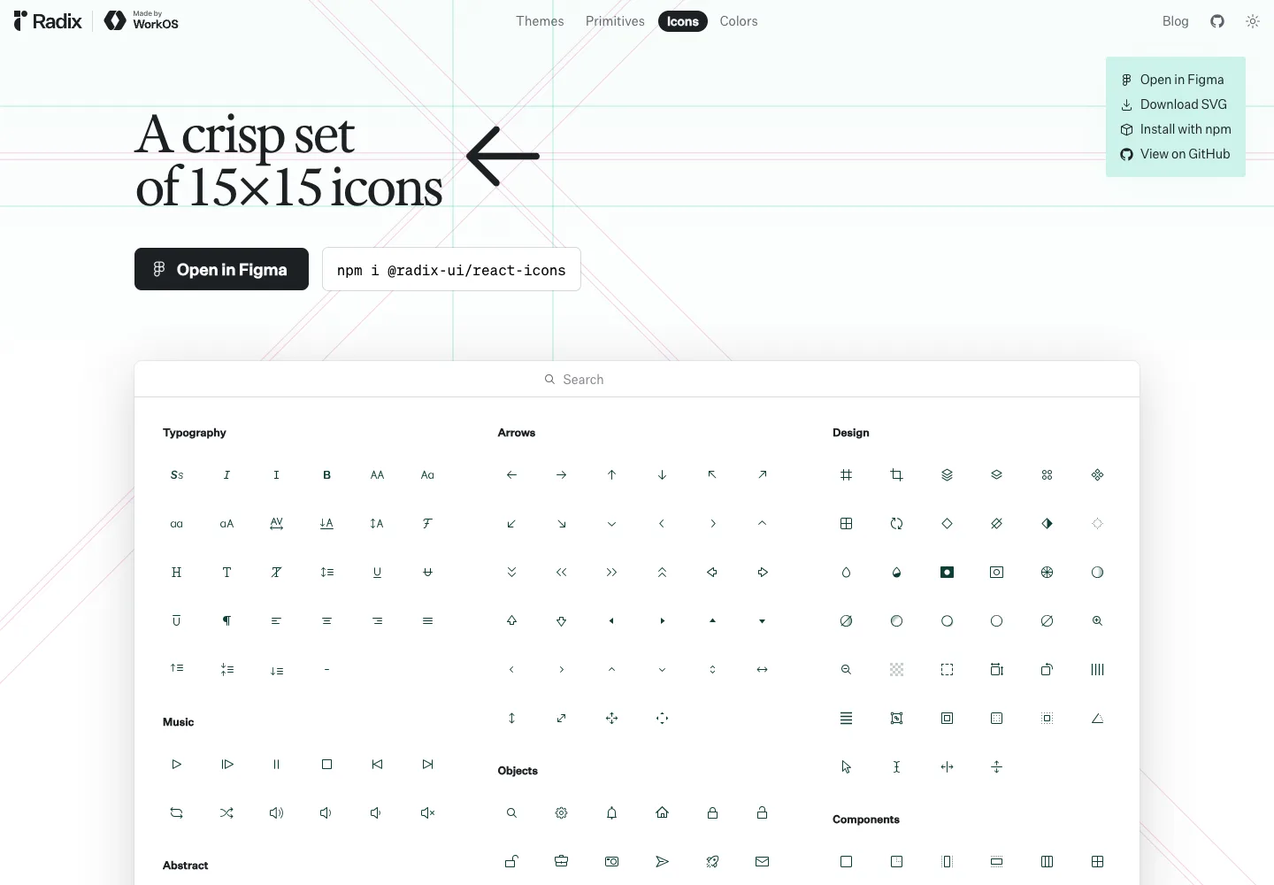 Radix Icons — captured interface