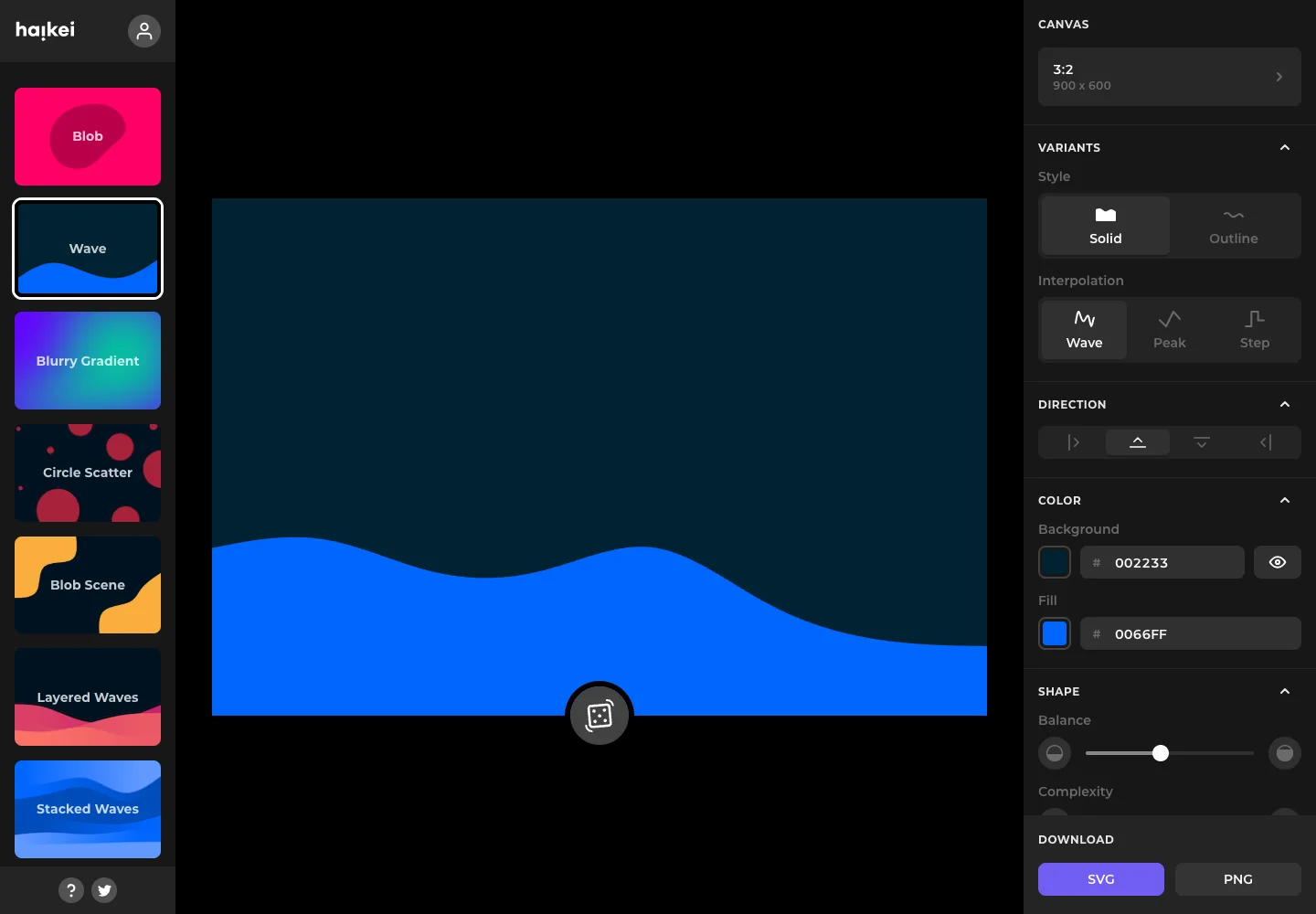 Haikei — Shape generator — captured interface