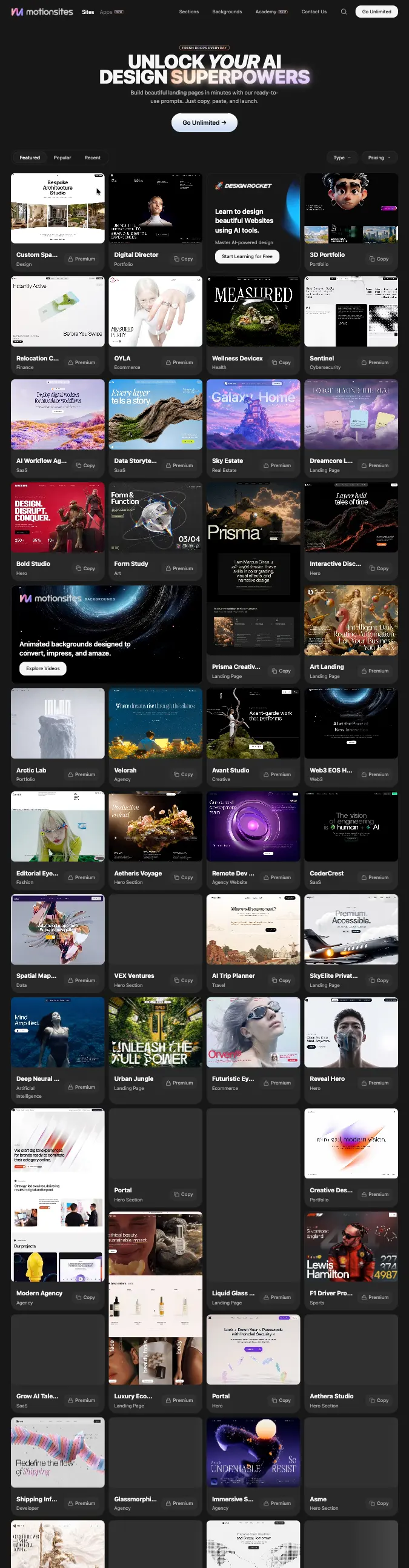 Motionsites — captured interface