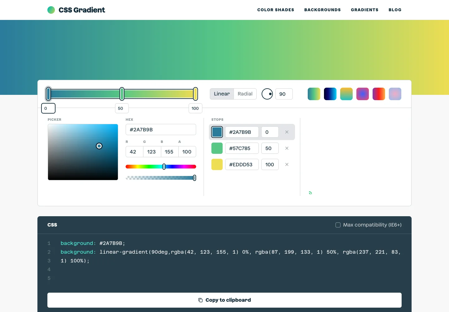 CSS Gradient — Editor — captured interface