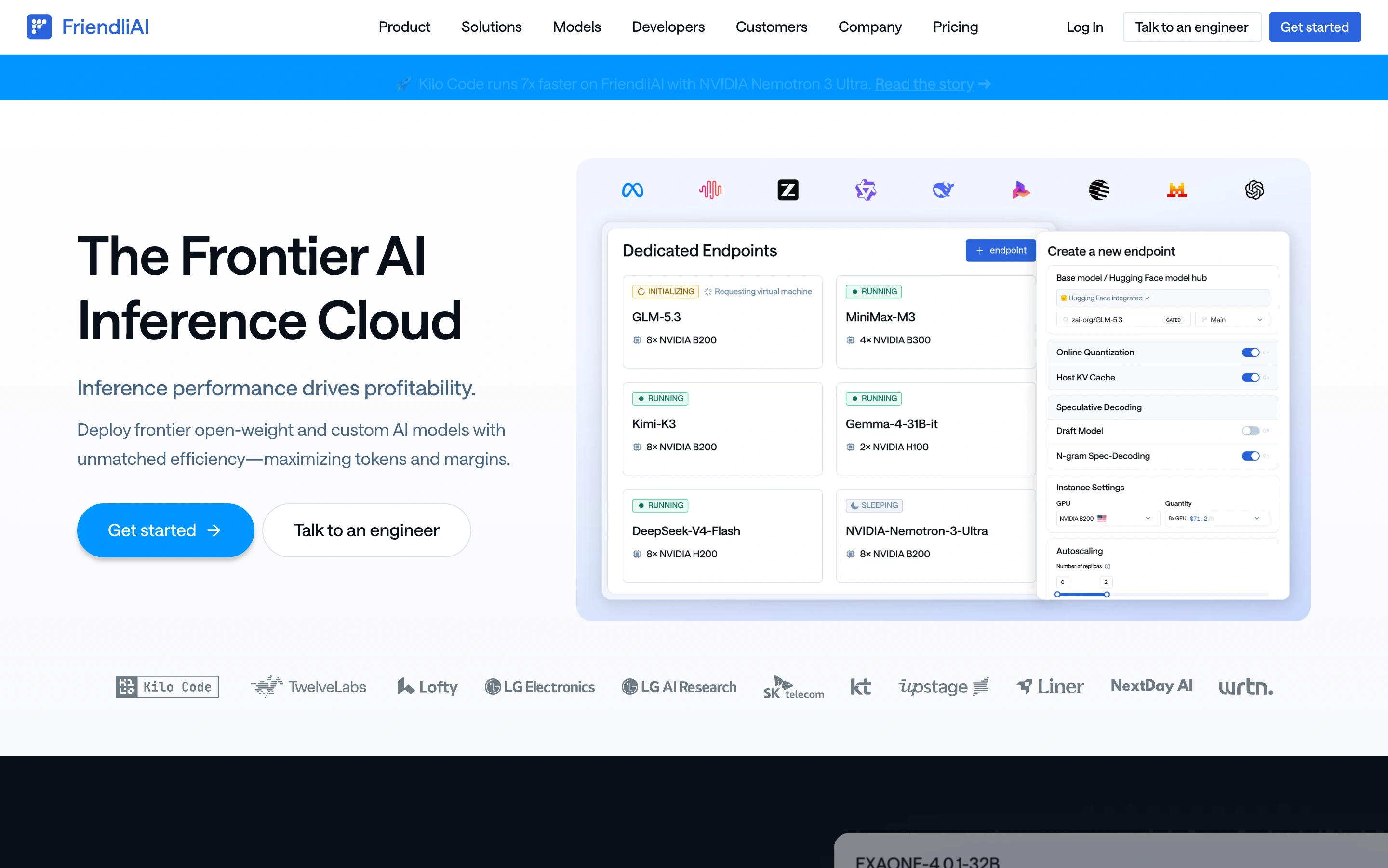 FriendliAI — captured interface