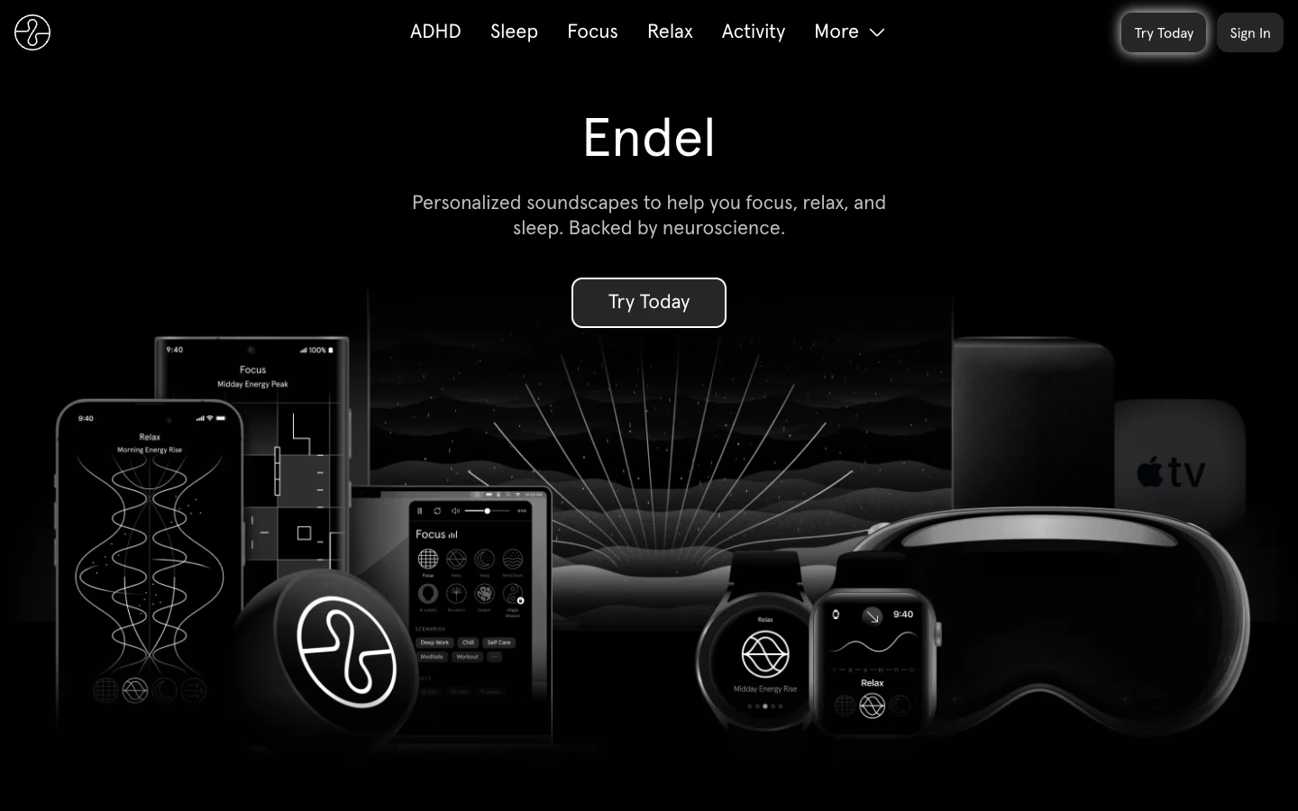 Endel — captured interface