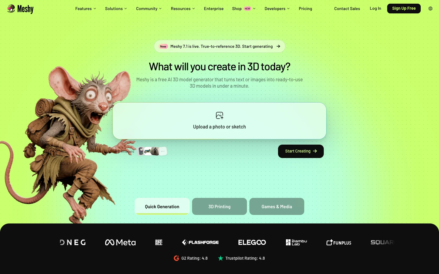 Meshy — captured interface