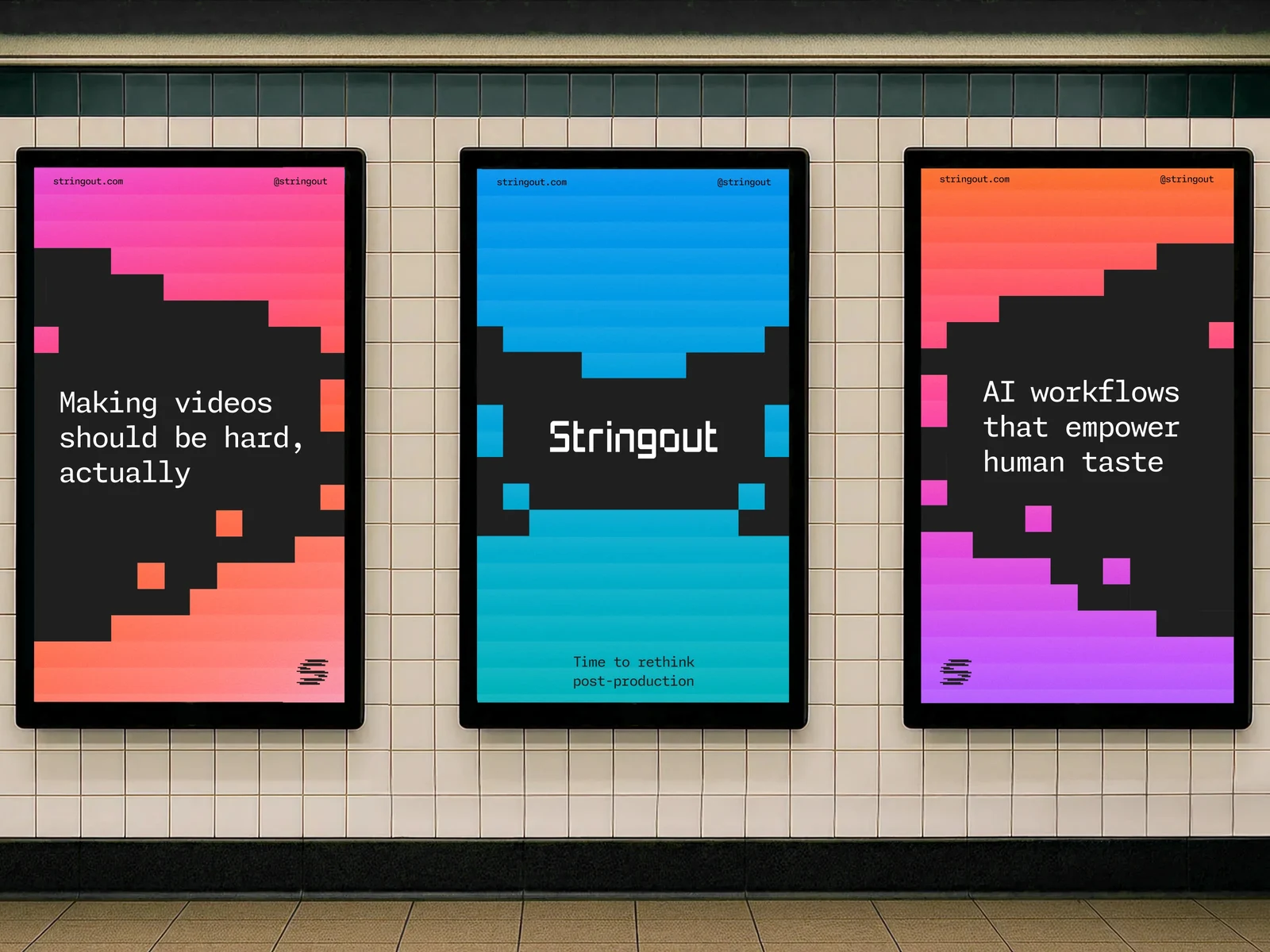 Branding & strategy for a video editing AI tool ✦ Stringout preview