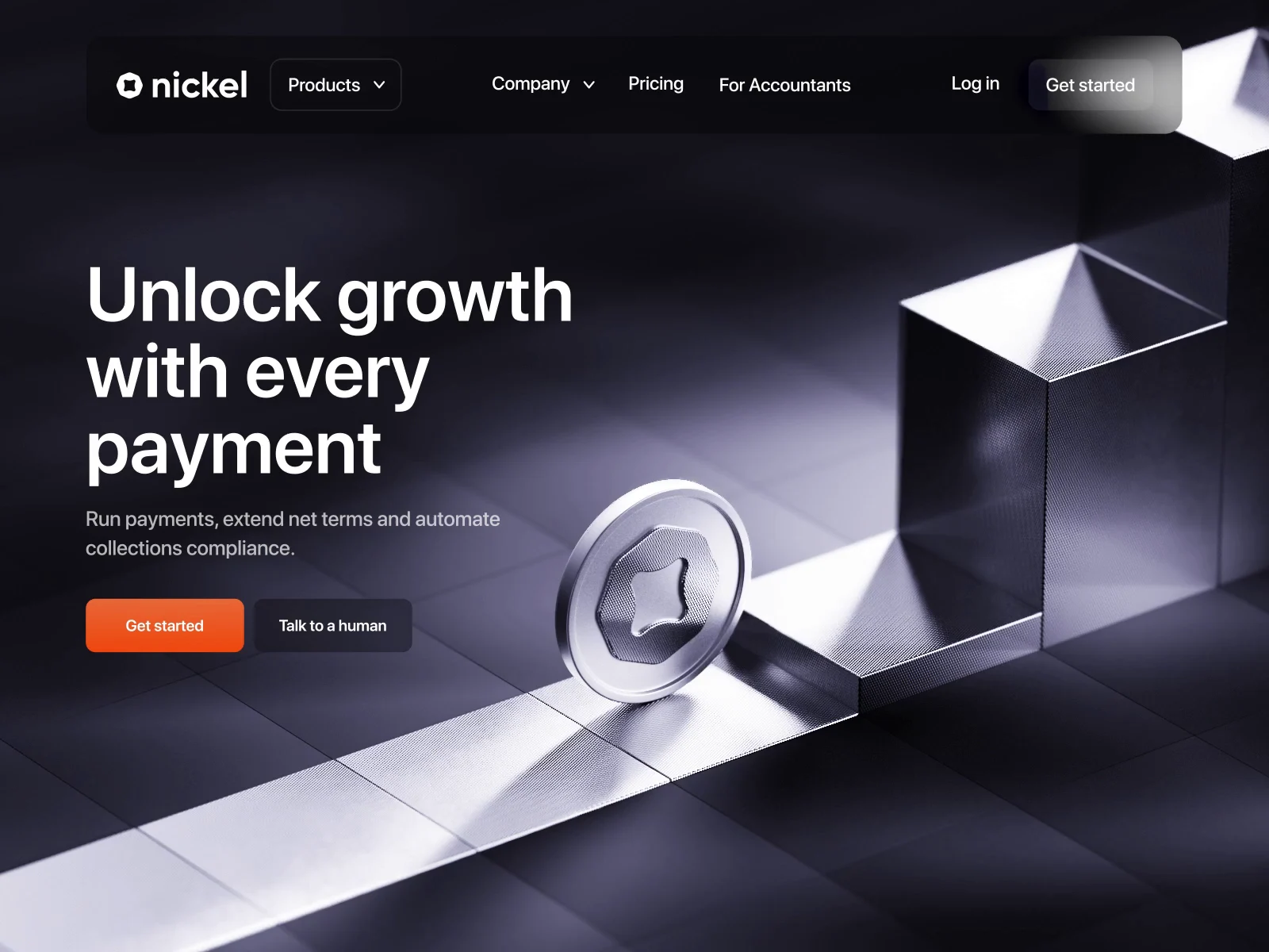 Hero for fintech landing page web design 3D animation preview