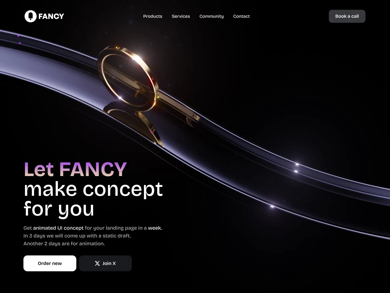 3D landing page hero section animation preview