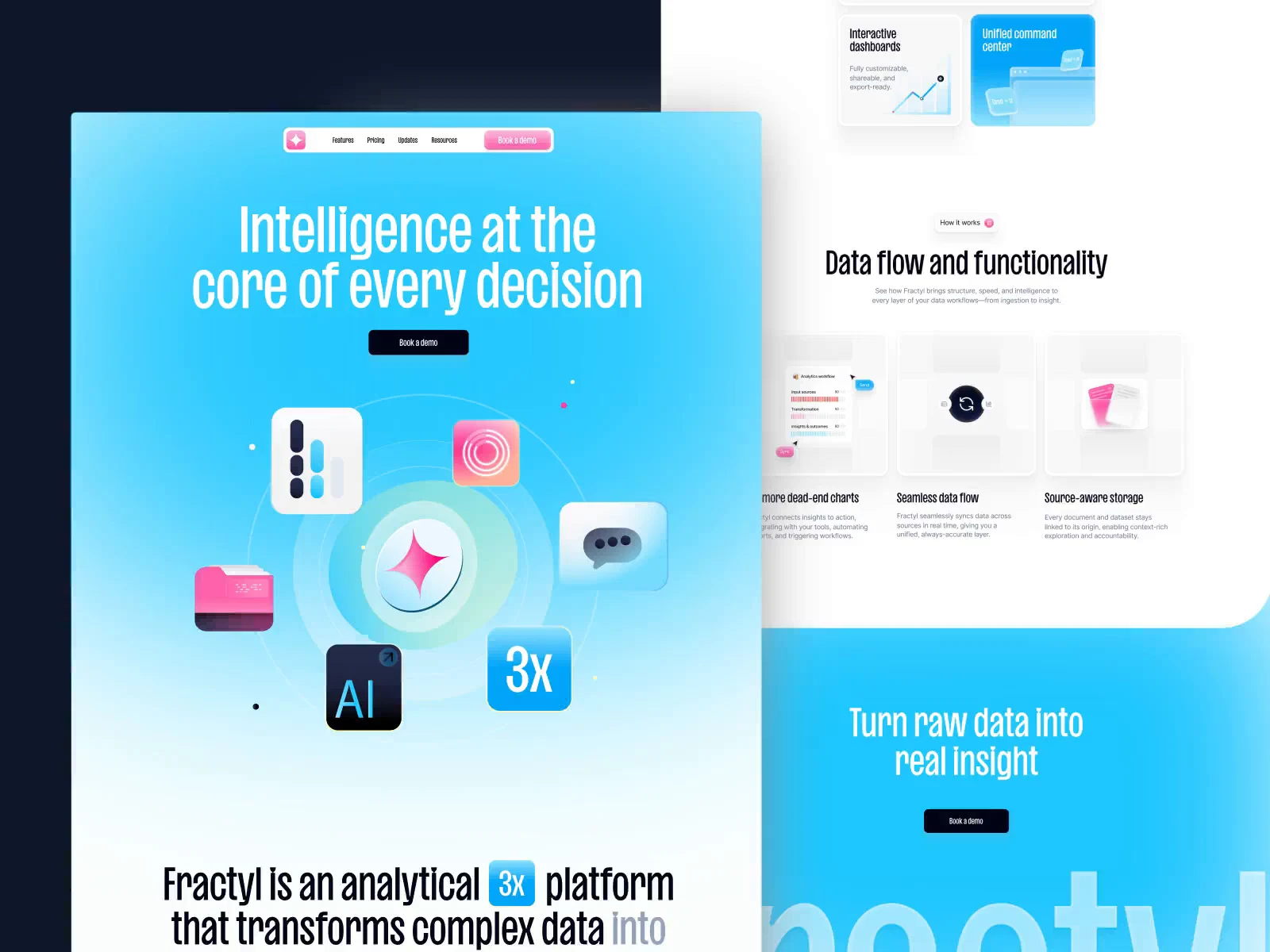 Landing page design for an AI-powered analytics platform preview