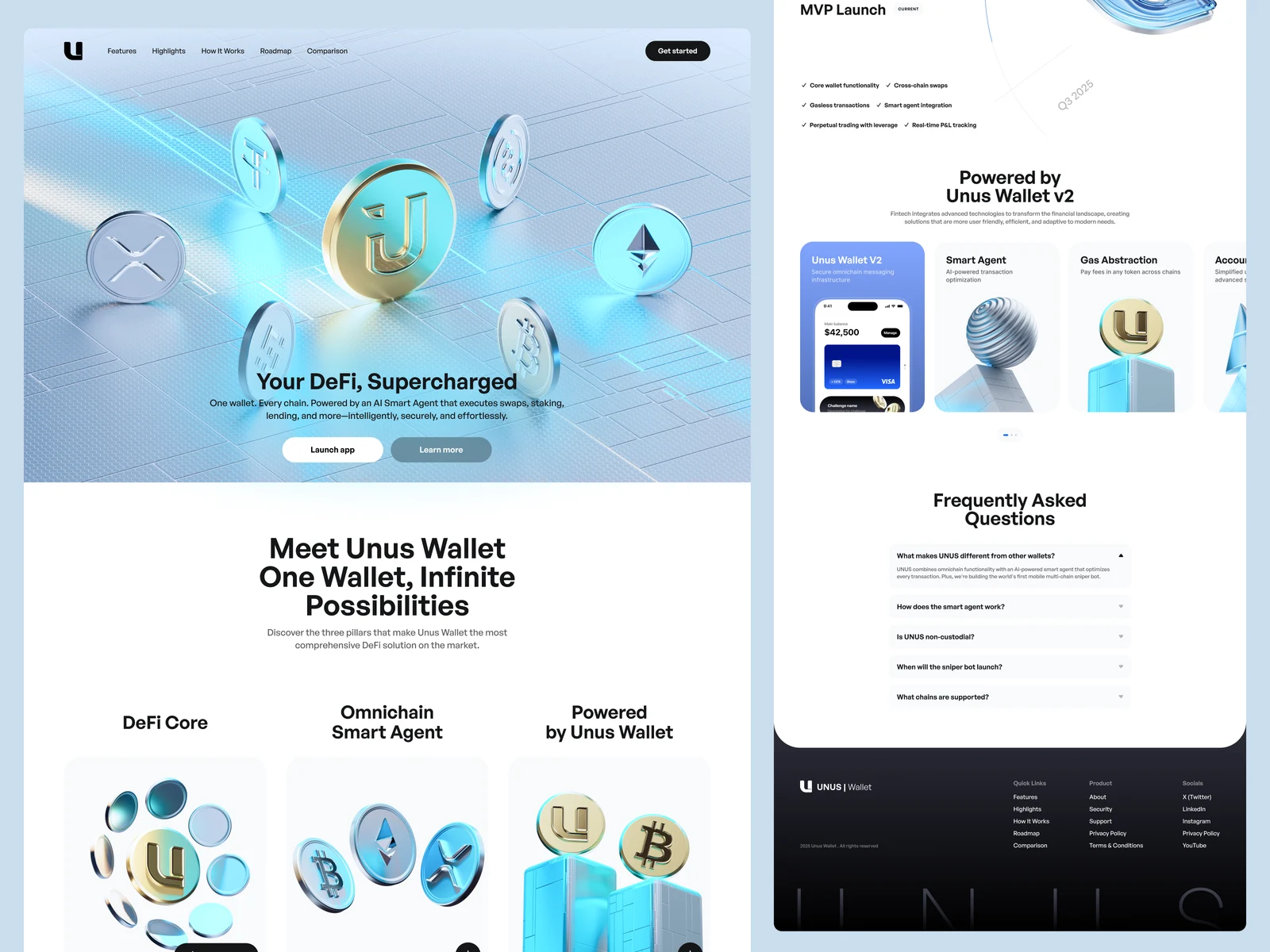 UNUS website 3D landing page web design preview
