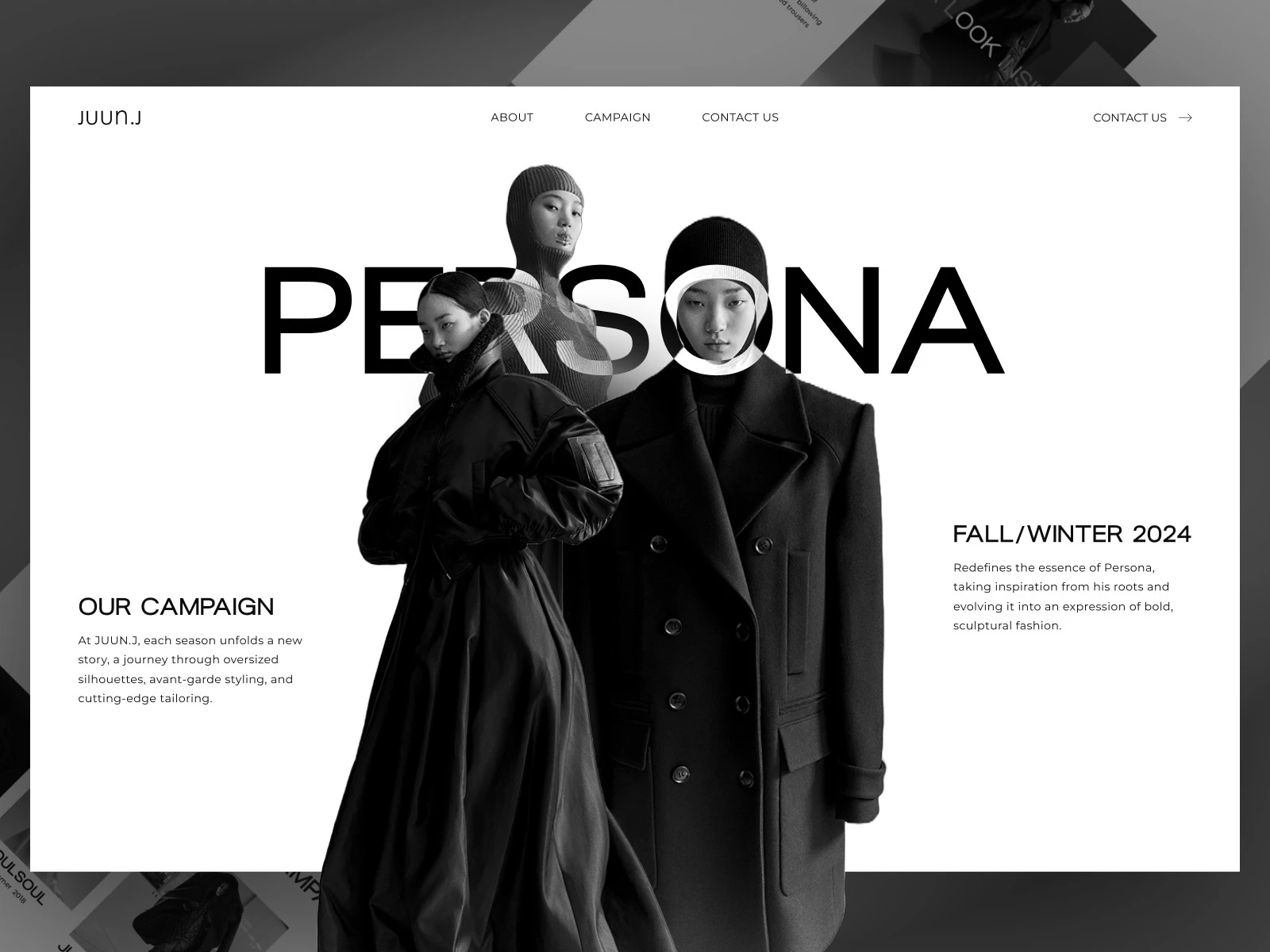 JUUN.J - Experimental Minimalist Fashion Campaign Website Design preview