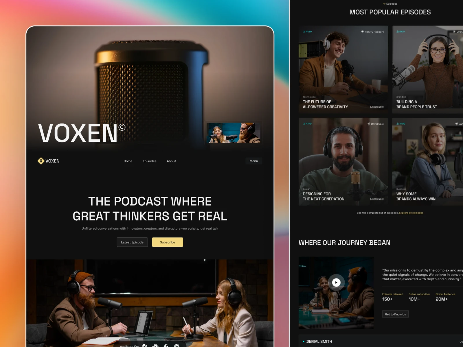 Voxen — Podcast & Creator Website UI/UX preview
