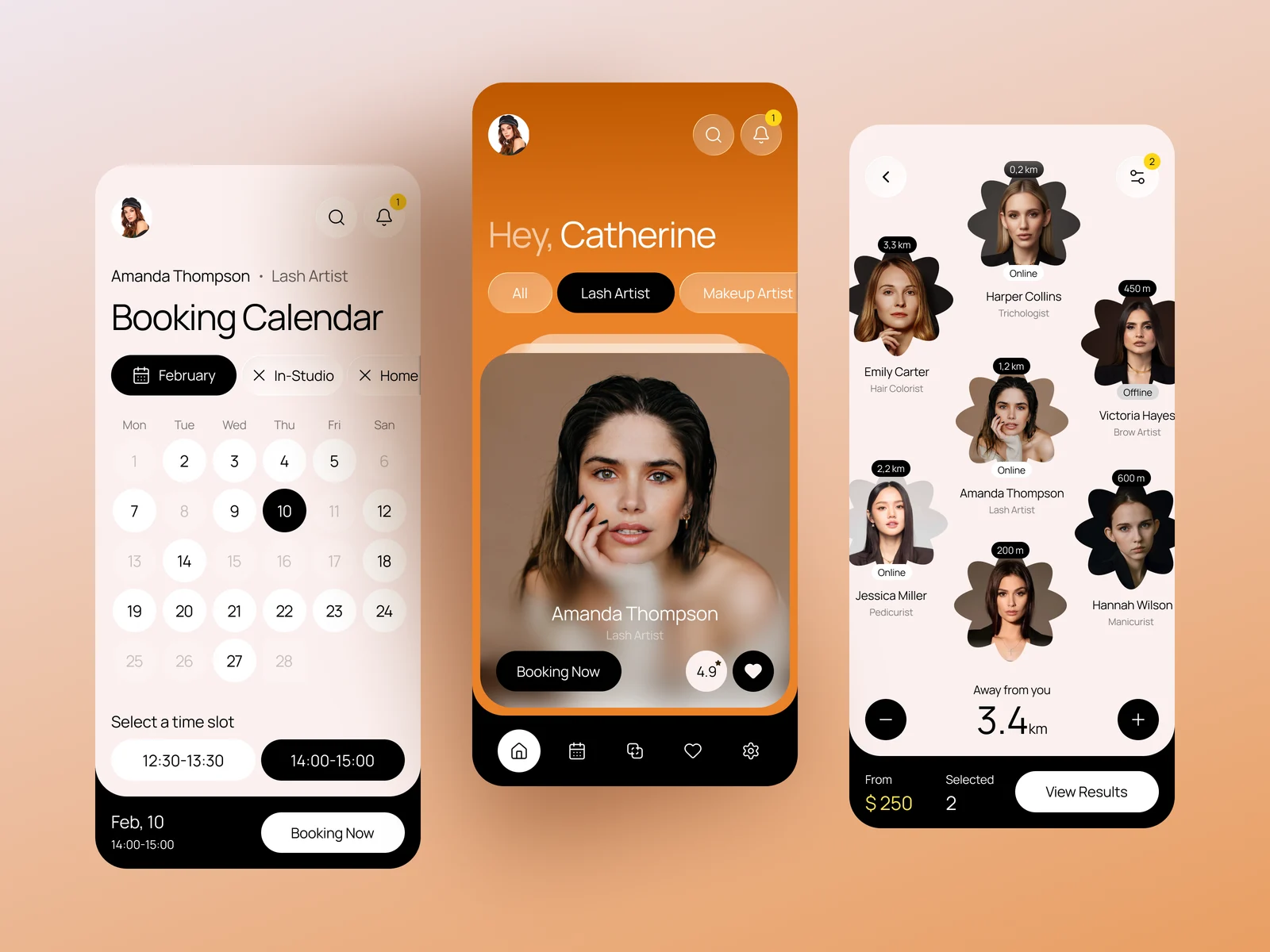 Beauty Service Booking Mobile App UI preview