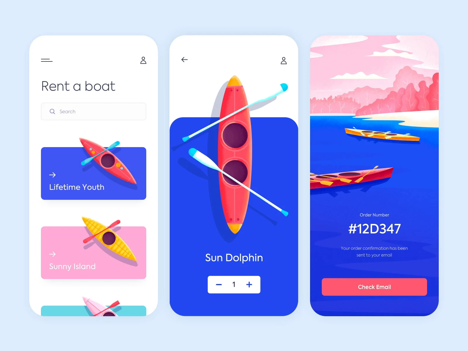 Mobile app - Rent a boat preview
