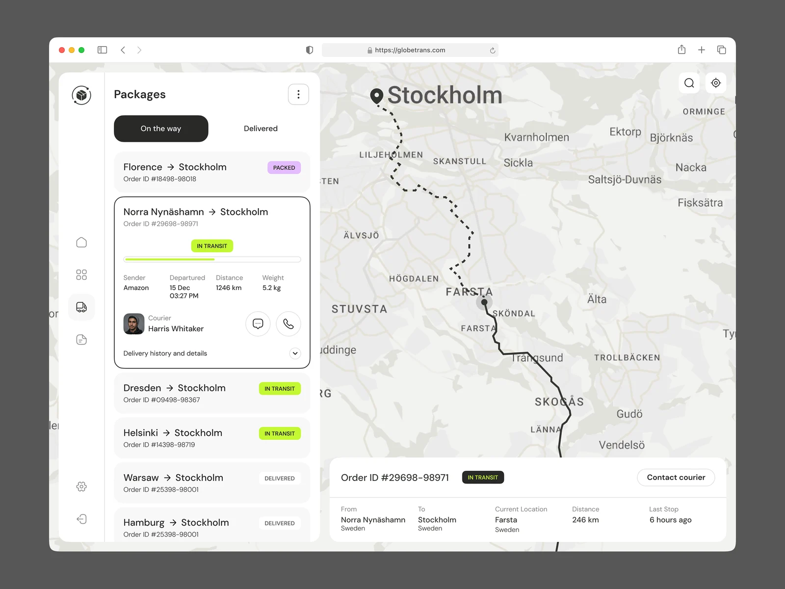 Delivery Web App Design — captured interface