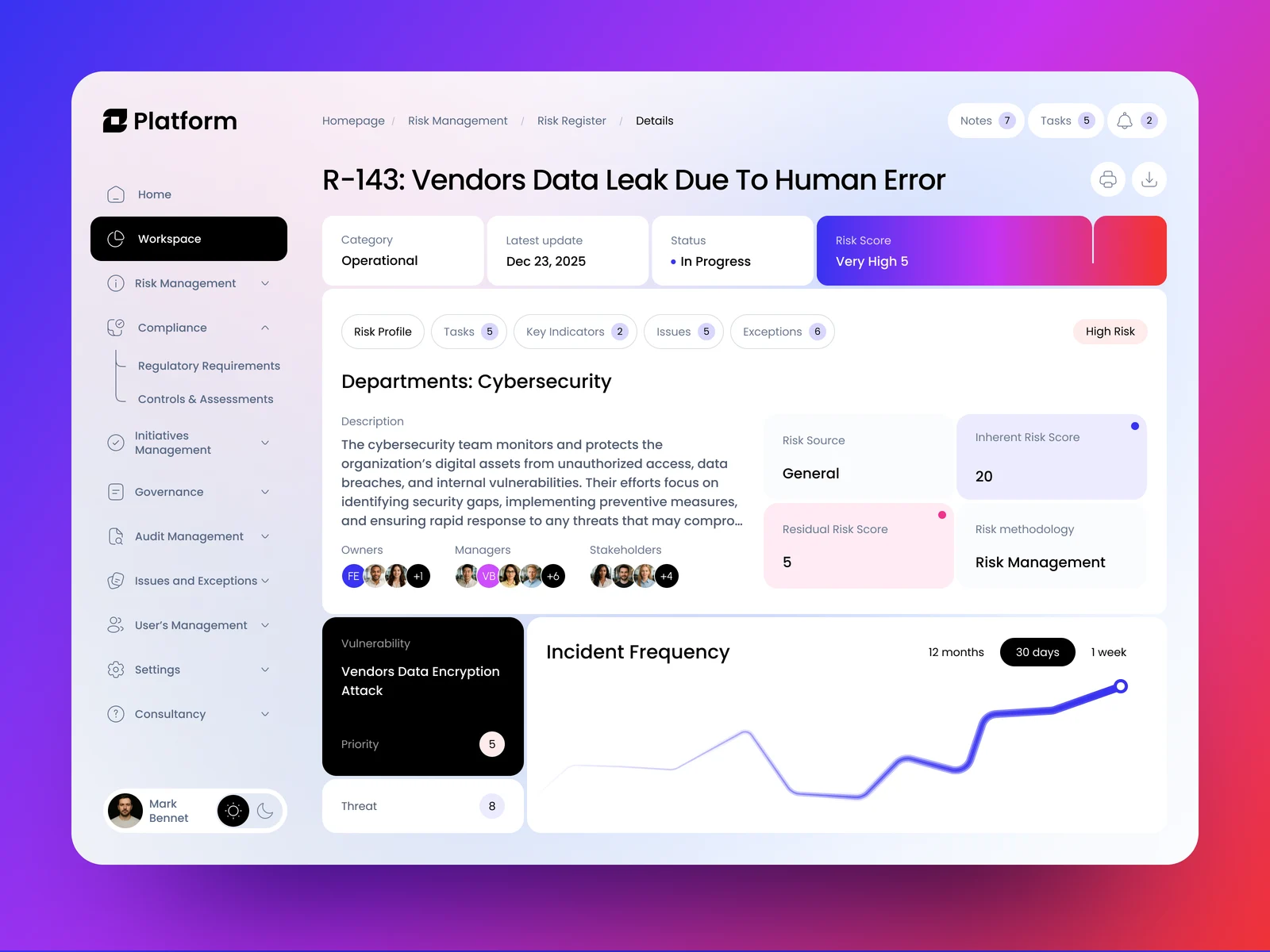 Dashboard UI - Risk Management Web App preview