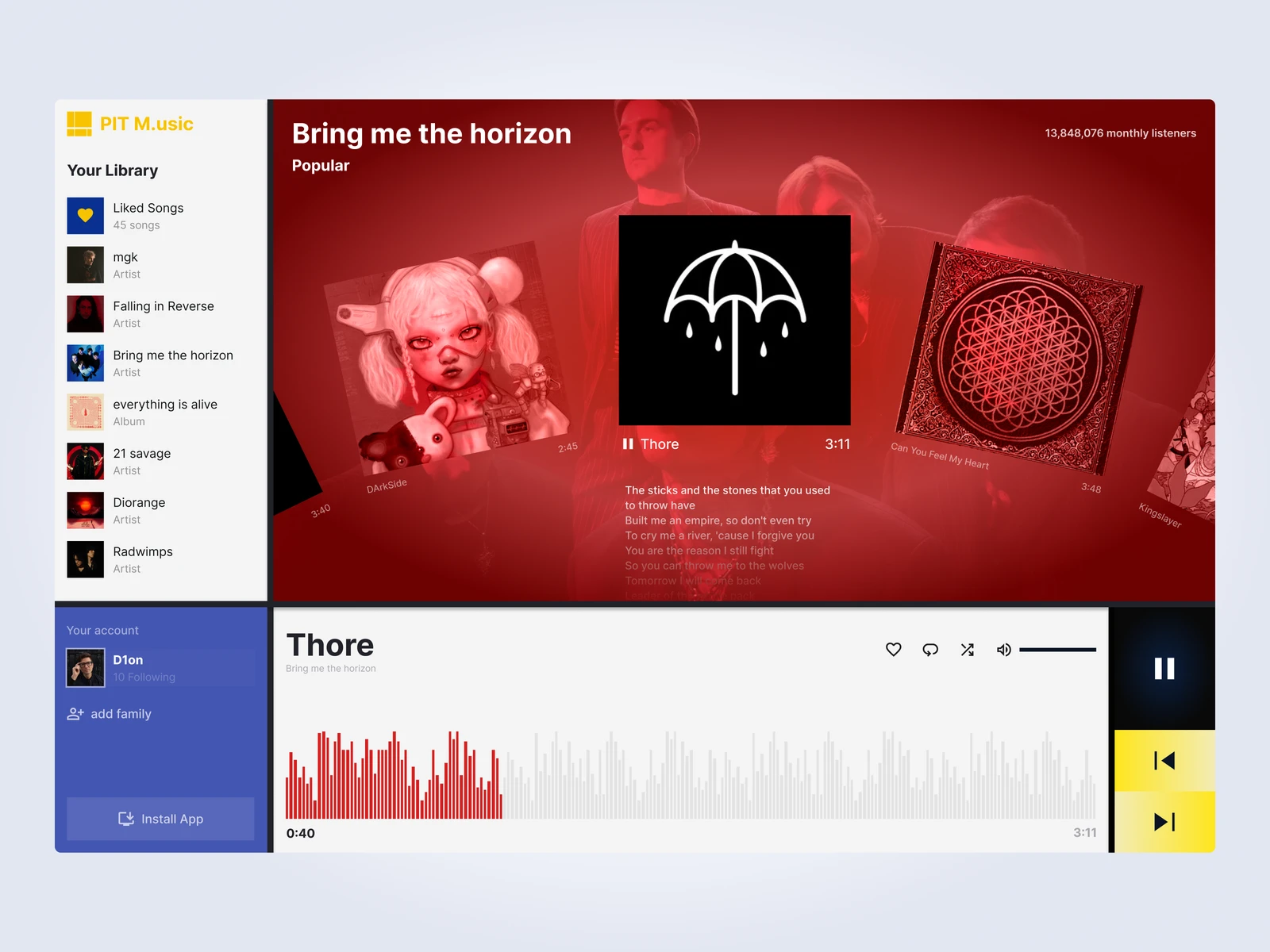 Music Dashboard preview