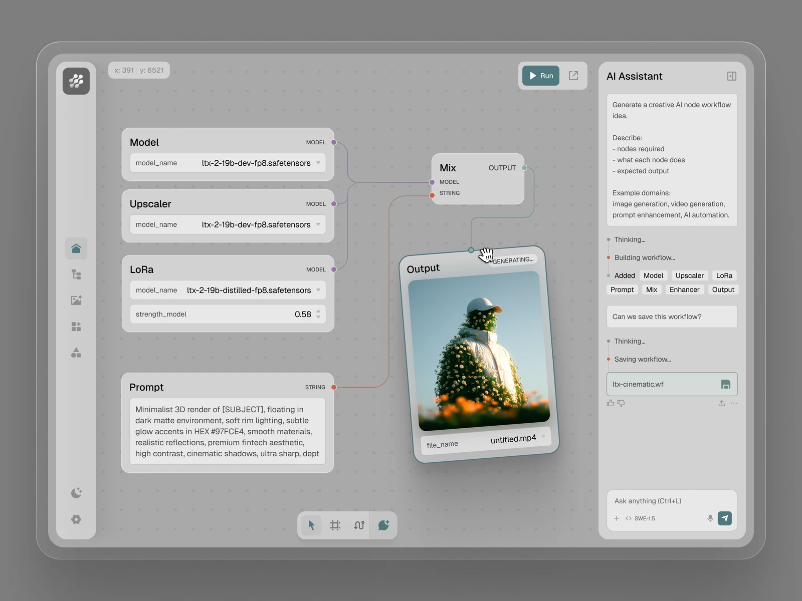 Node-Based AI Workflow Builder | Product UI preview
