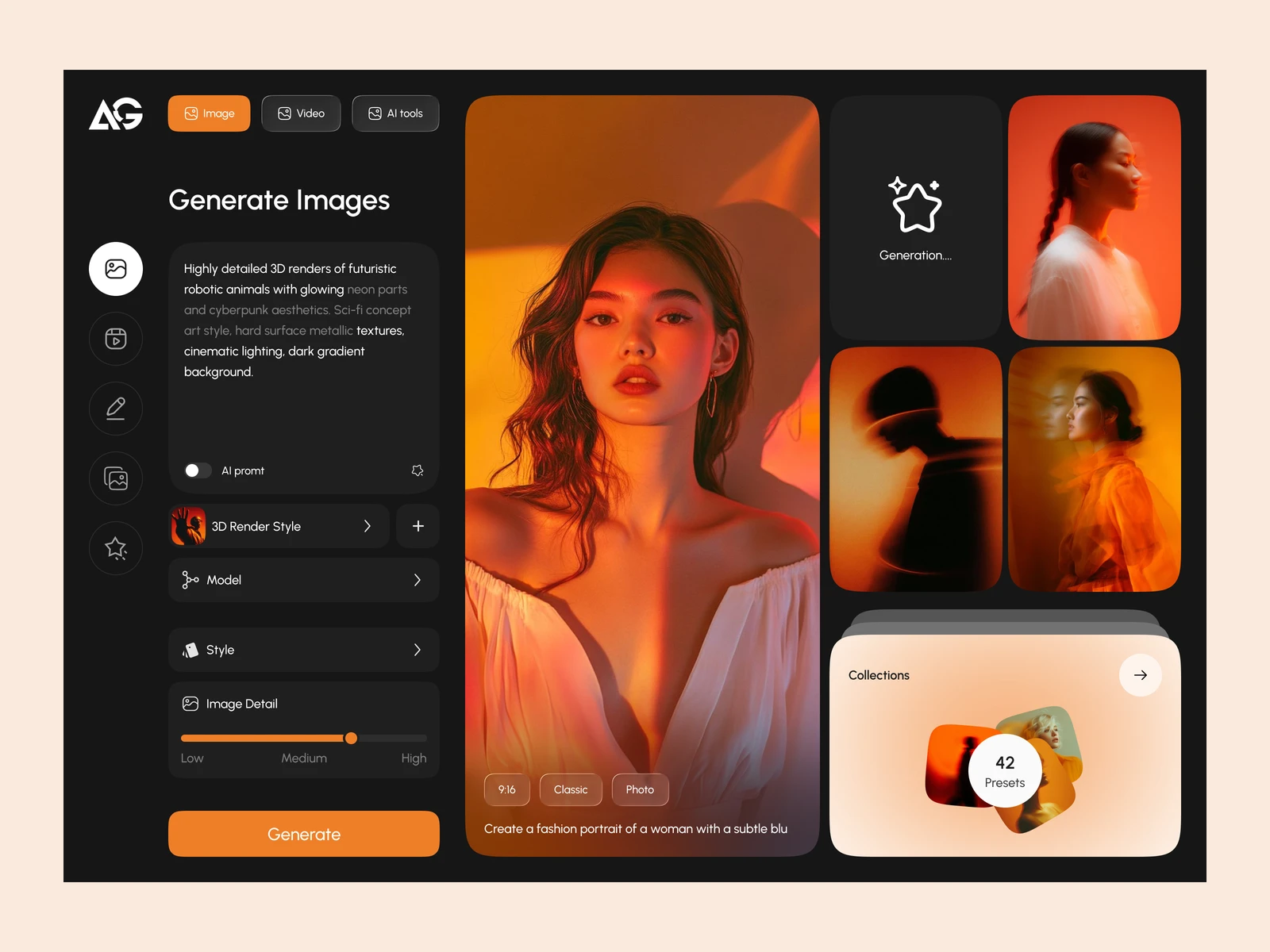 AI Image Generator – Creative Dashboard UI preview