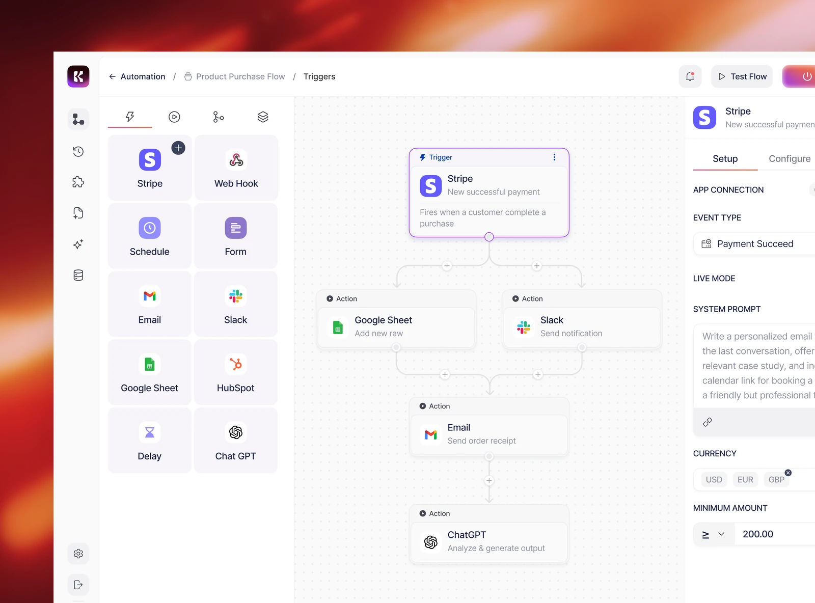 Keyne - AI Workflow Automation SaaS Dashboard UI UX Design preview