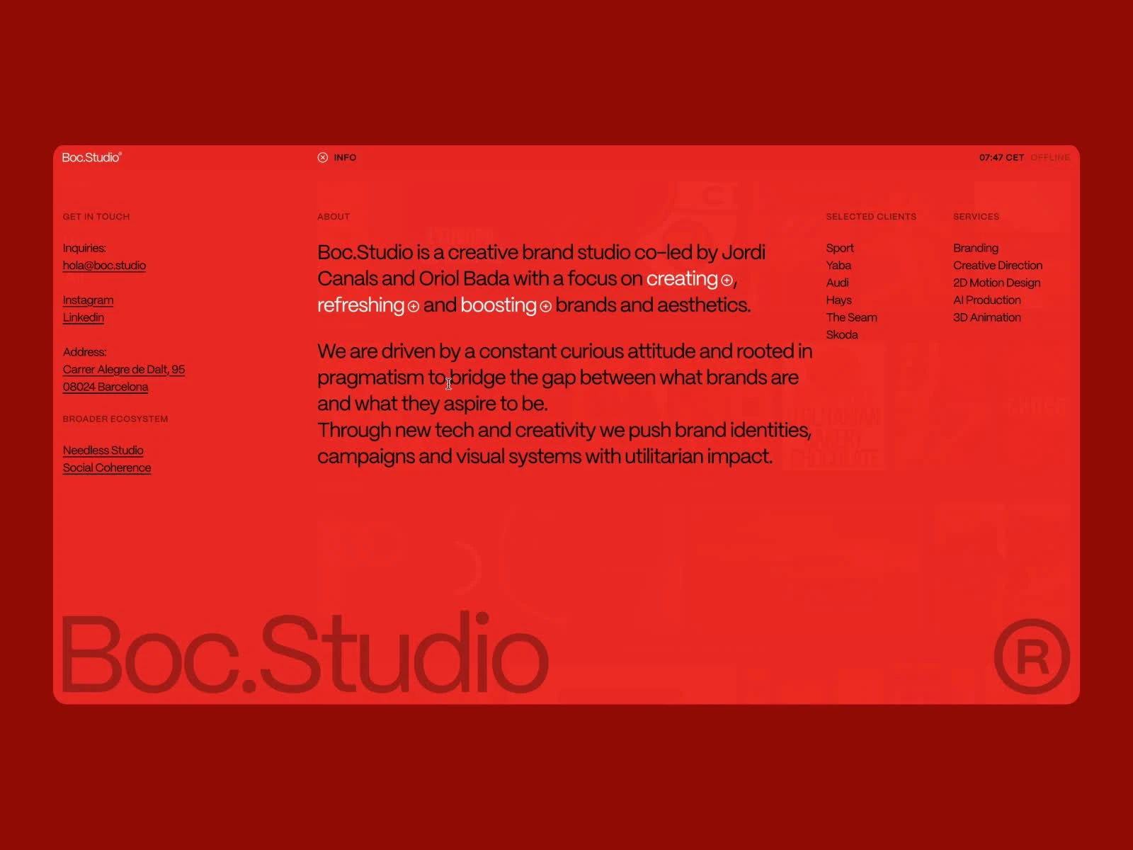 Boc.Studio — captured interface